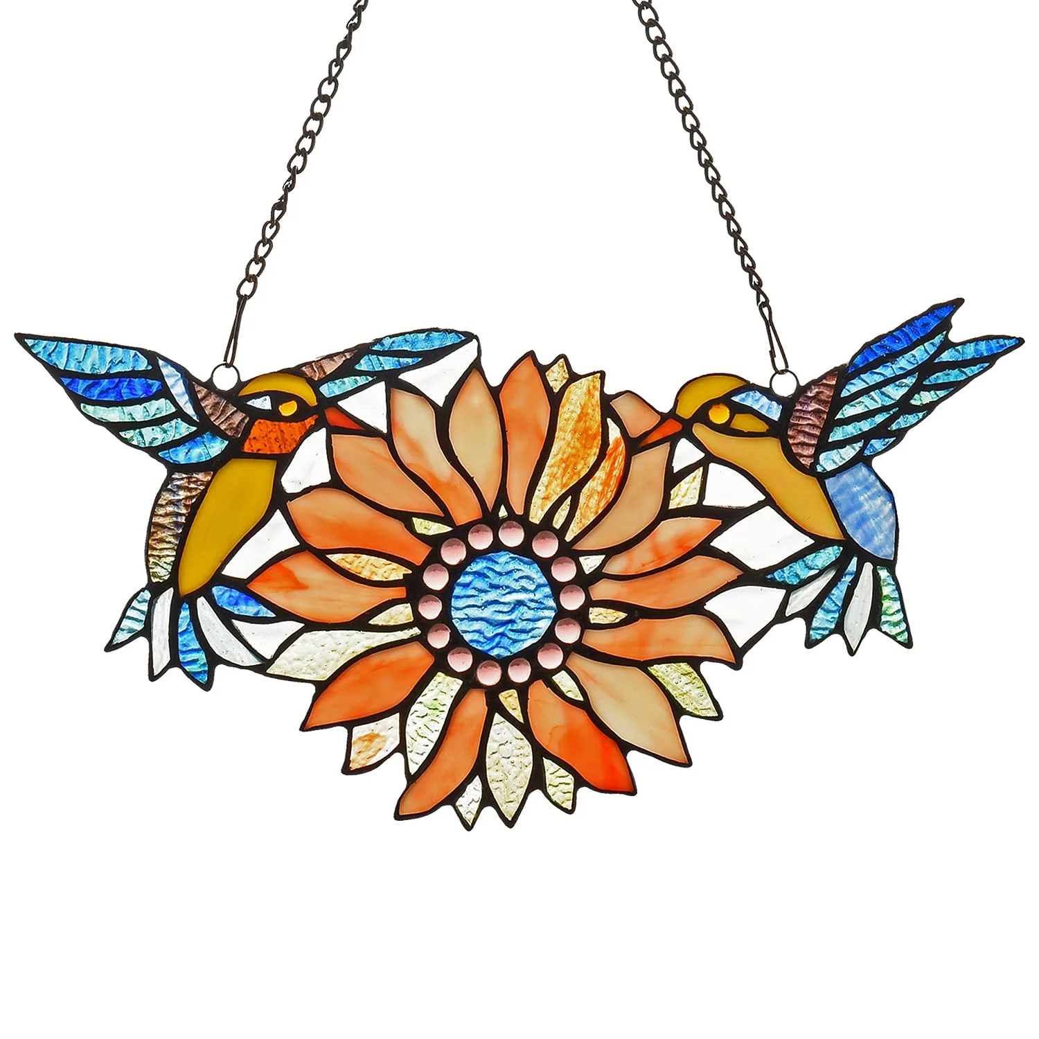 Capulina Sunflower Hummingbirds Stained Glass Window Hangings - Image 16