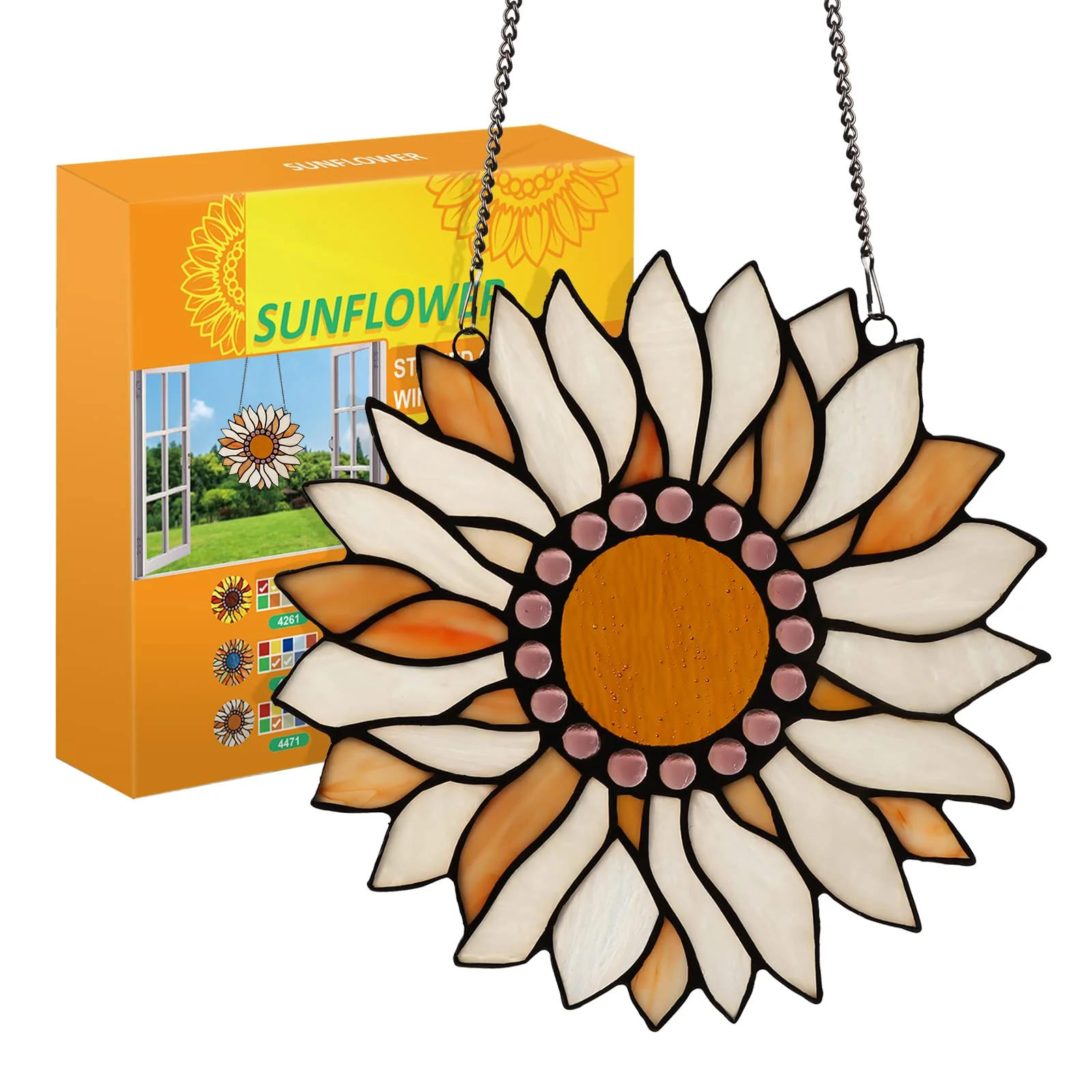 Capulina Sunflower Stained Glass Window Hangings - Image 5