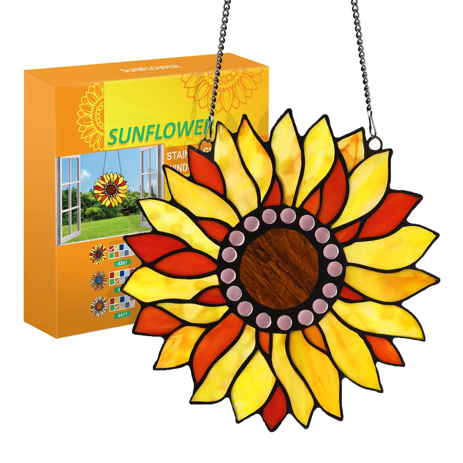 Capulina Sunflower Stained Glass Window Hangings - Image 5