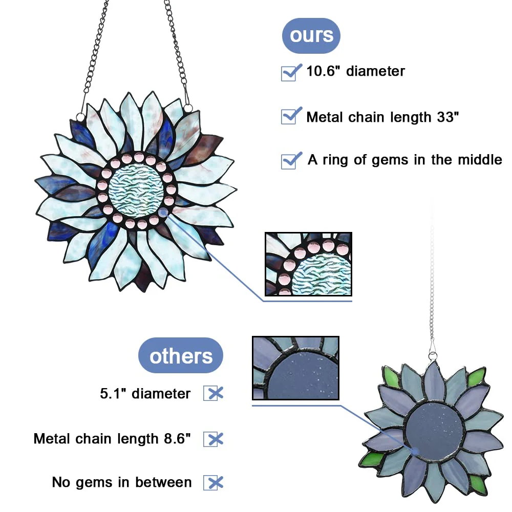 Capulina Sunflower Stained Glass Window Hangings - Image 6