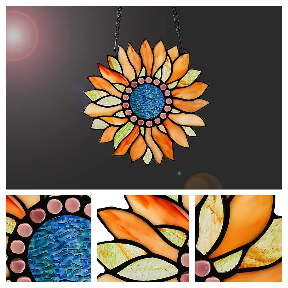 Capulina Sunflower Stained Glass Window Hangings Handicrafts - Image 4