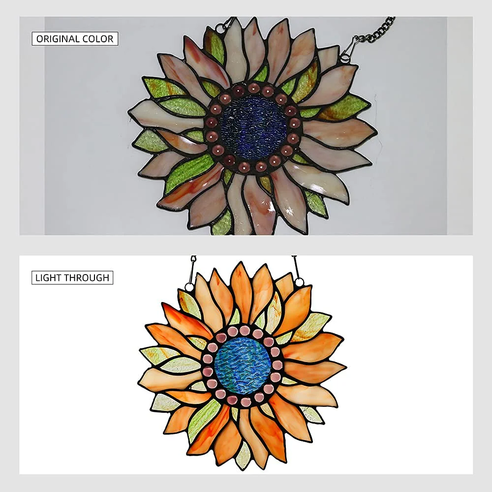 Capulina Sunflower Stained Glass Window Hangings Handicrafts - Image 5