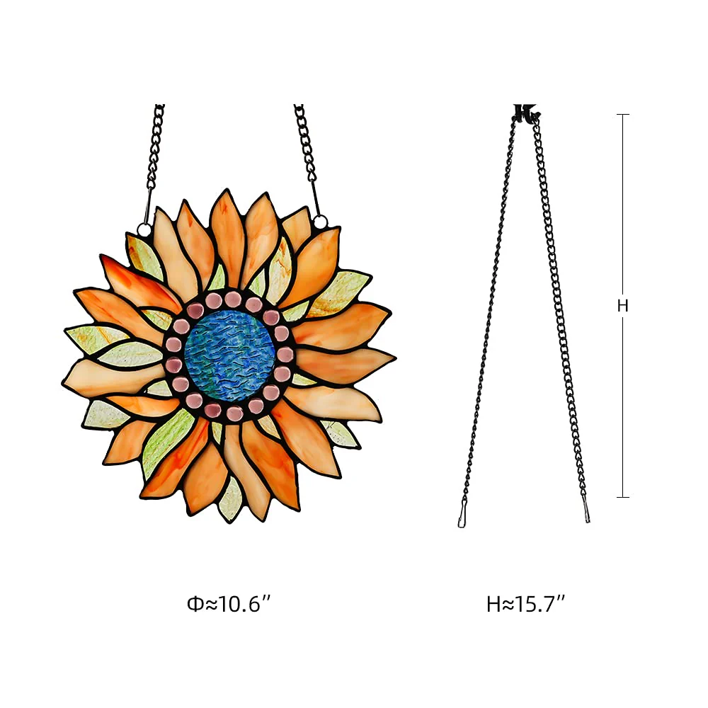 Capulina Sunflower Stained Glass Window Hangings Handicrafts - Image 6