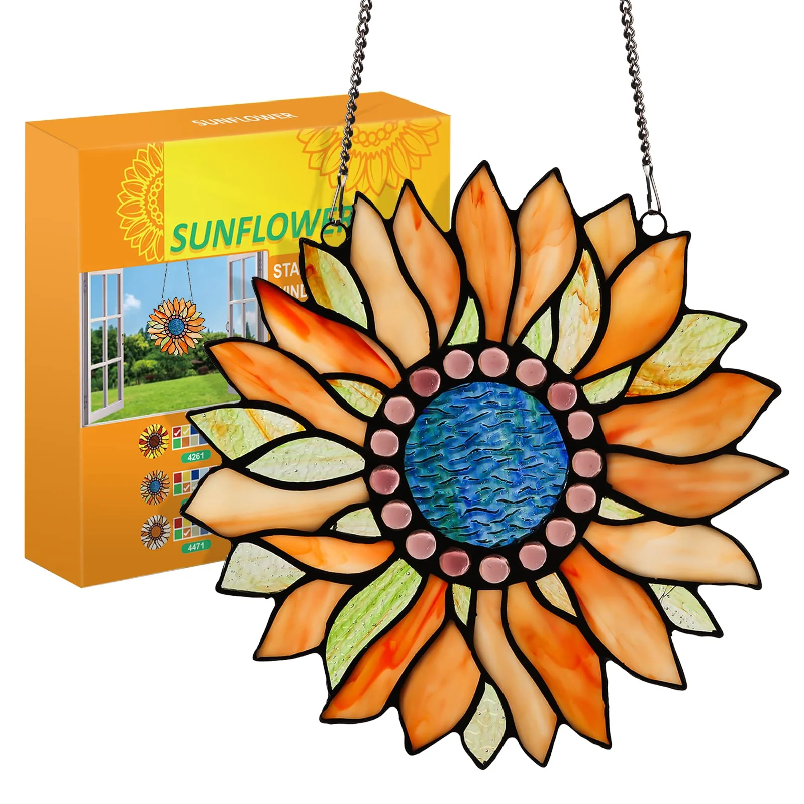 Capulina Sunflower Stained Glass Window Hangings Handicrafts - Image 7