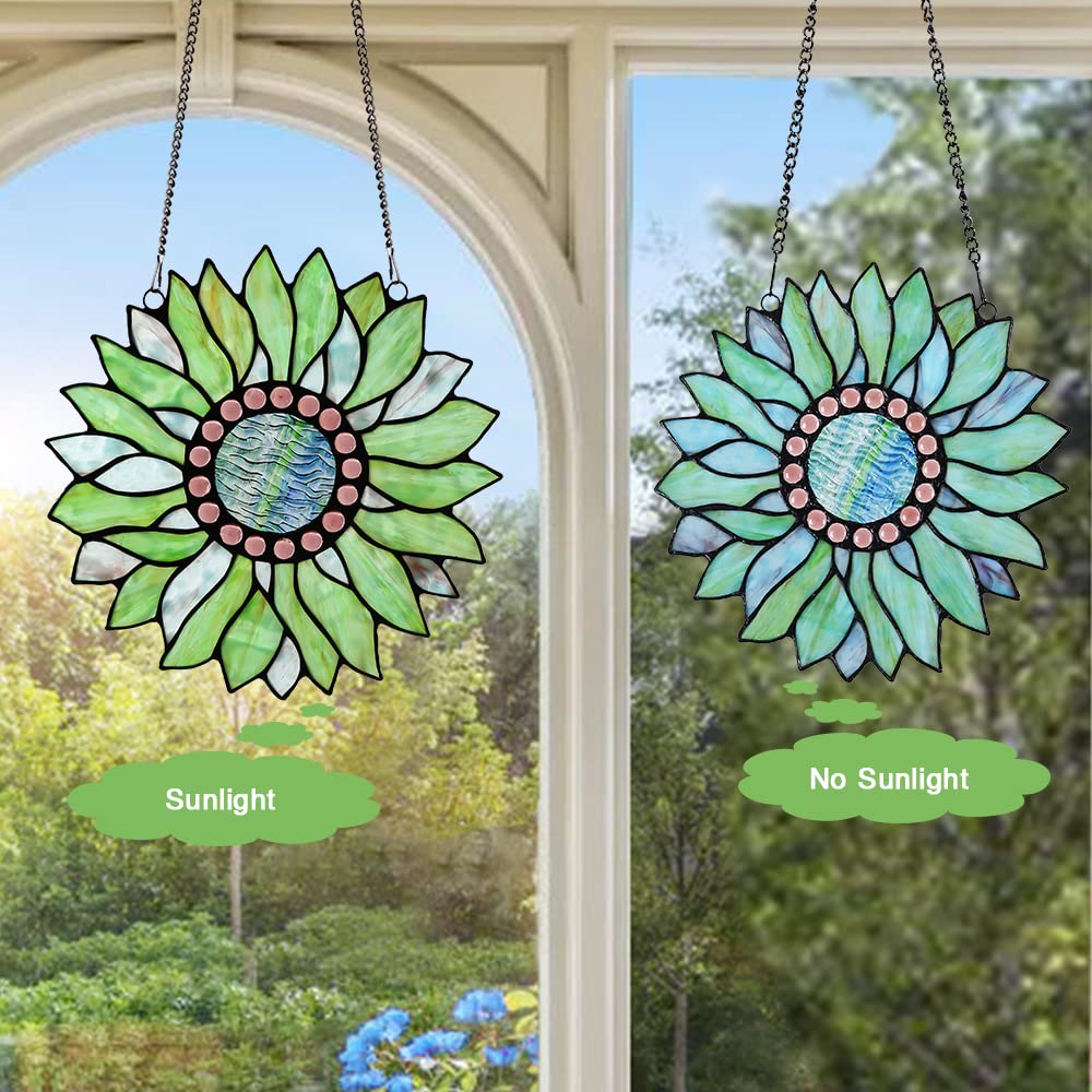 Capulina Sunflower Stained Glass Window Hangings Handmade Tiffany - Image 3