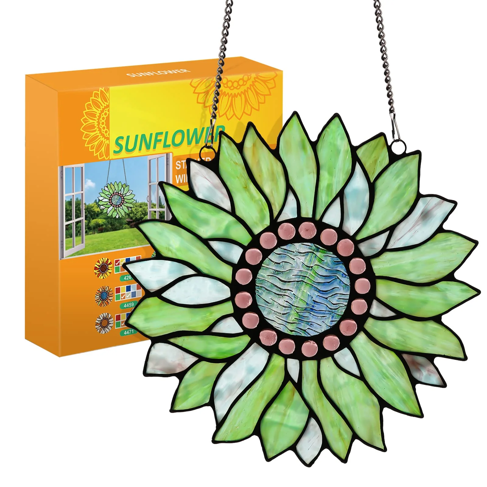 Capulina Sunflower Stained Glass Window Hangings Handmade Tiffany - Image 5