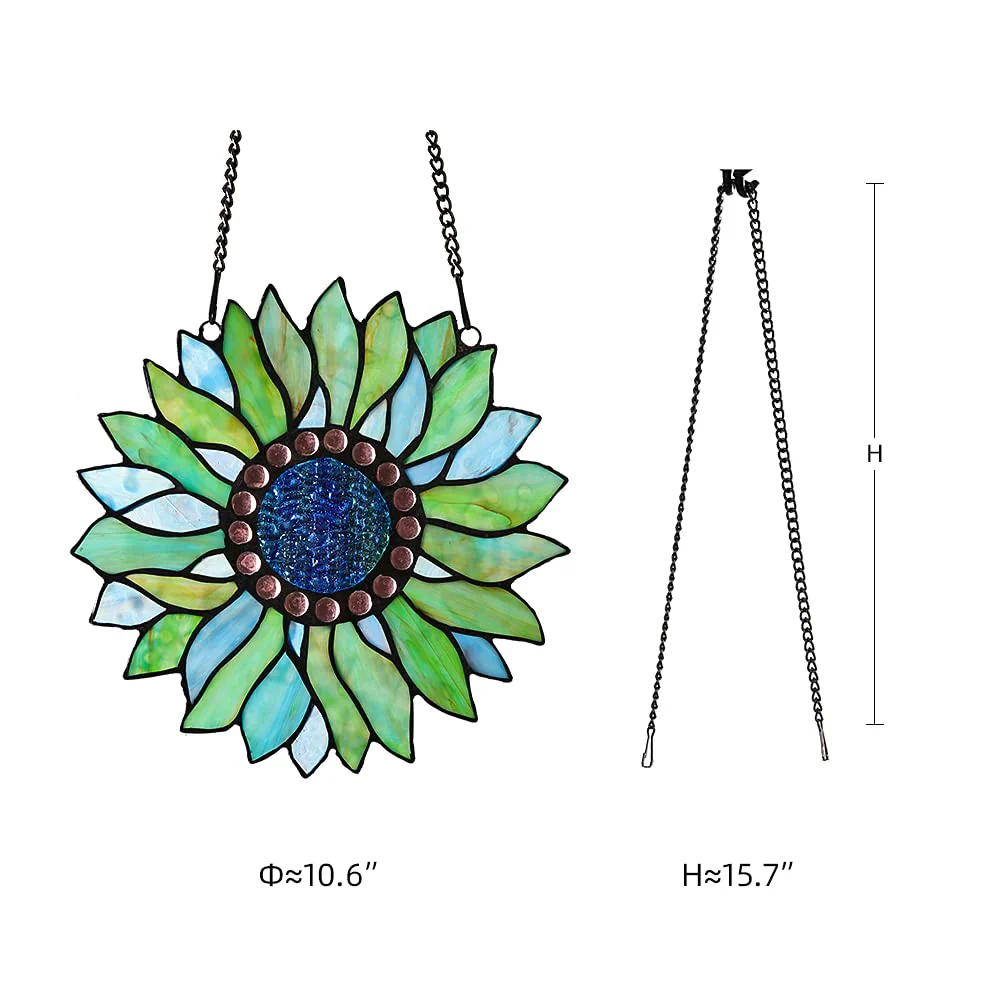 Capulina Sunflower Stained Glass Window Hangings Handmade Tiffany - Image 7
