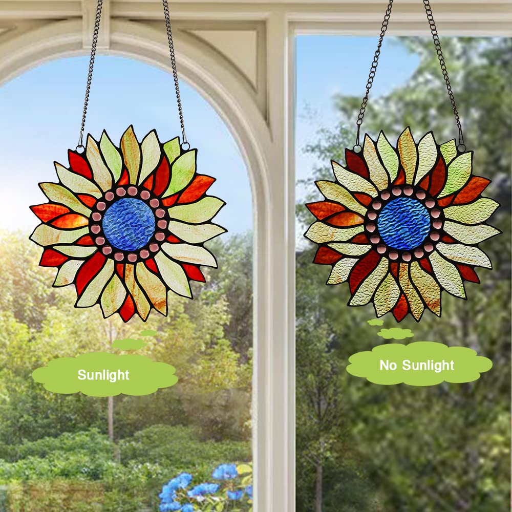 Capulina Sunflower Stained Glass Window Hangings Handmade Tiffany Glass Crafts - Image 3