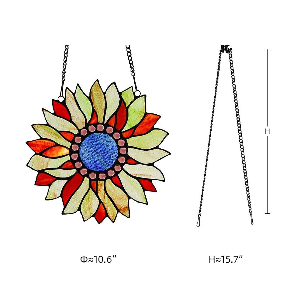 Capulina Sunflower Stained Glass Window Hangings Handmade Tiffany Glass Crafts - Image 6