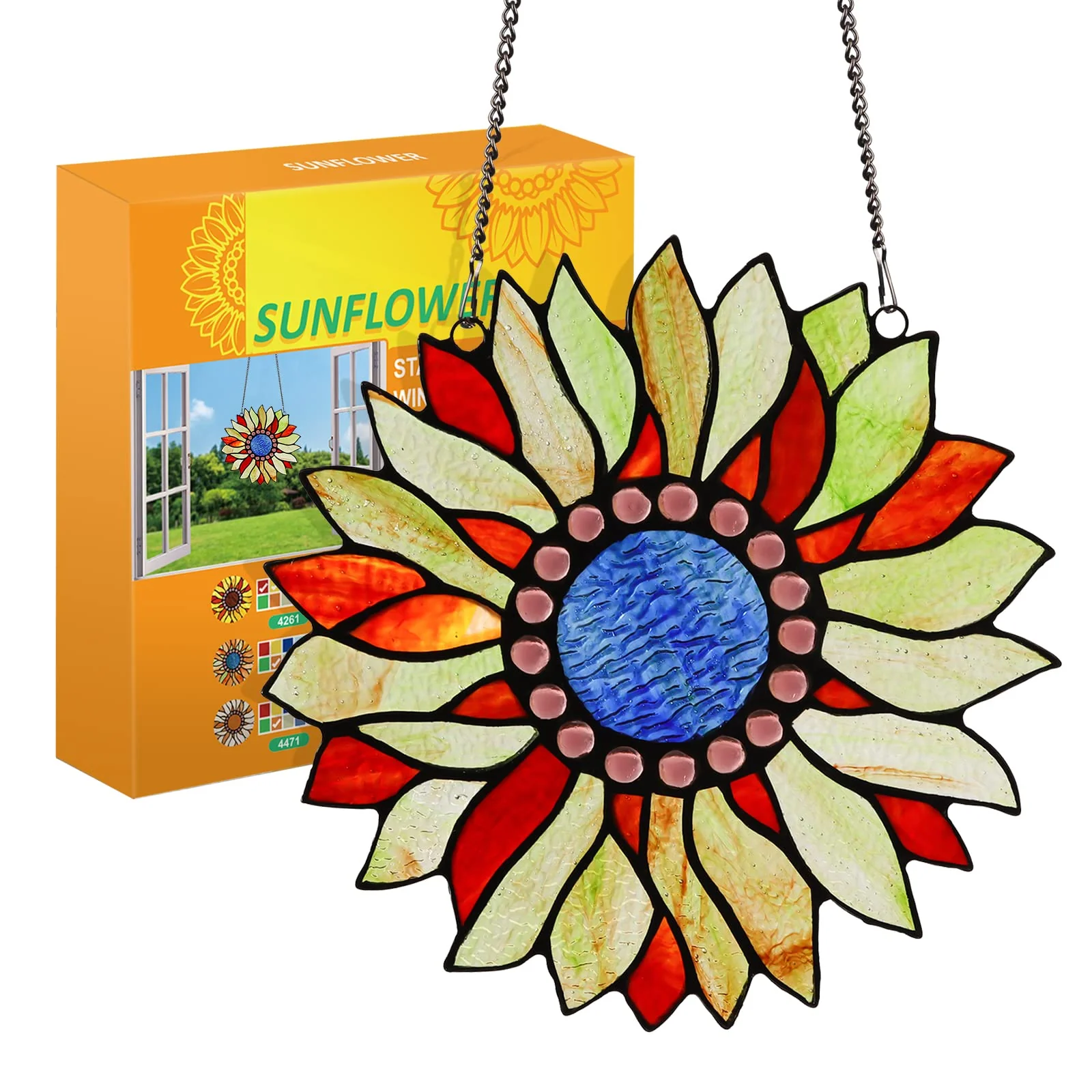 Capulina Sunflower Stained Glass Window Hangings Handmade Tiffany Glass Crafts - Image 7