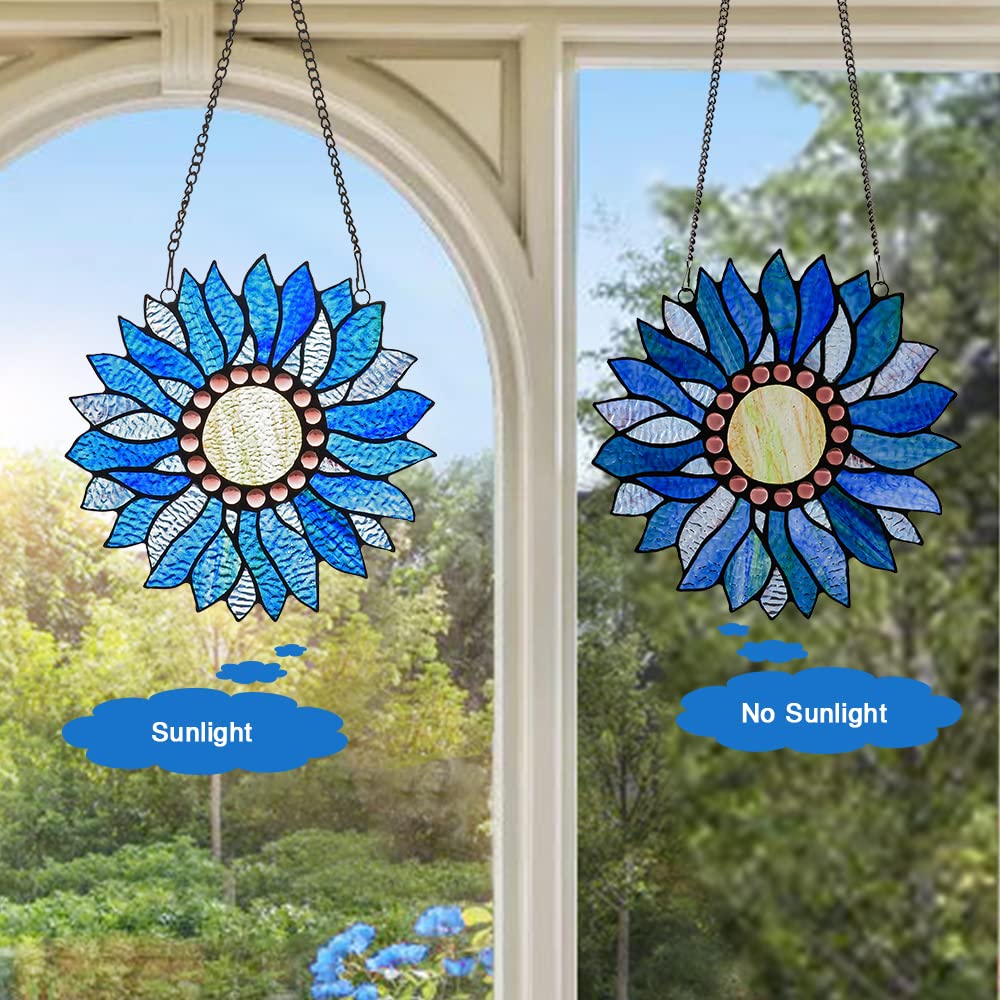 Capulina Sunflower Stained Glass Window Hangings Tiffany Glass Crafts - Image 3