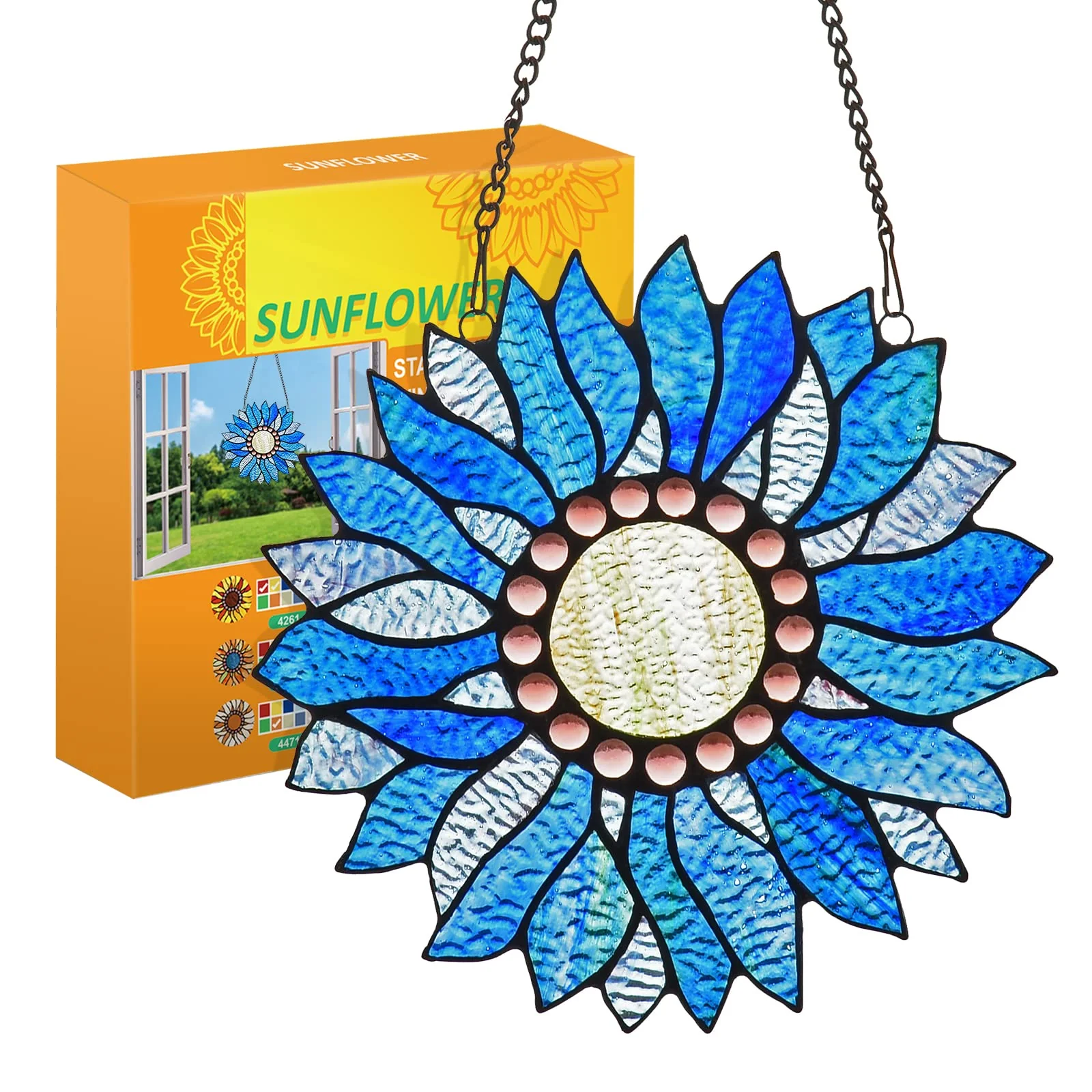 Capulina Sunflower Stained Glass Window Hangings Tiffany Glass Crafts - Image 5