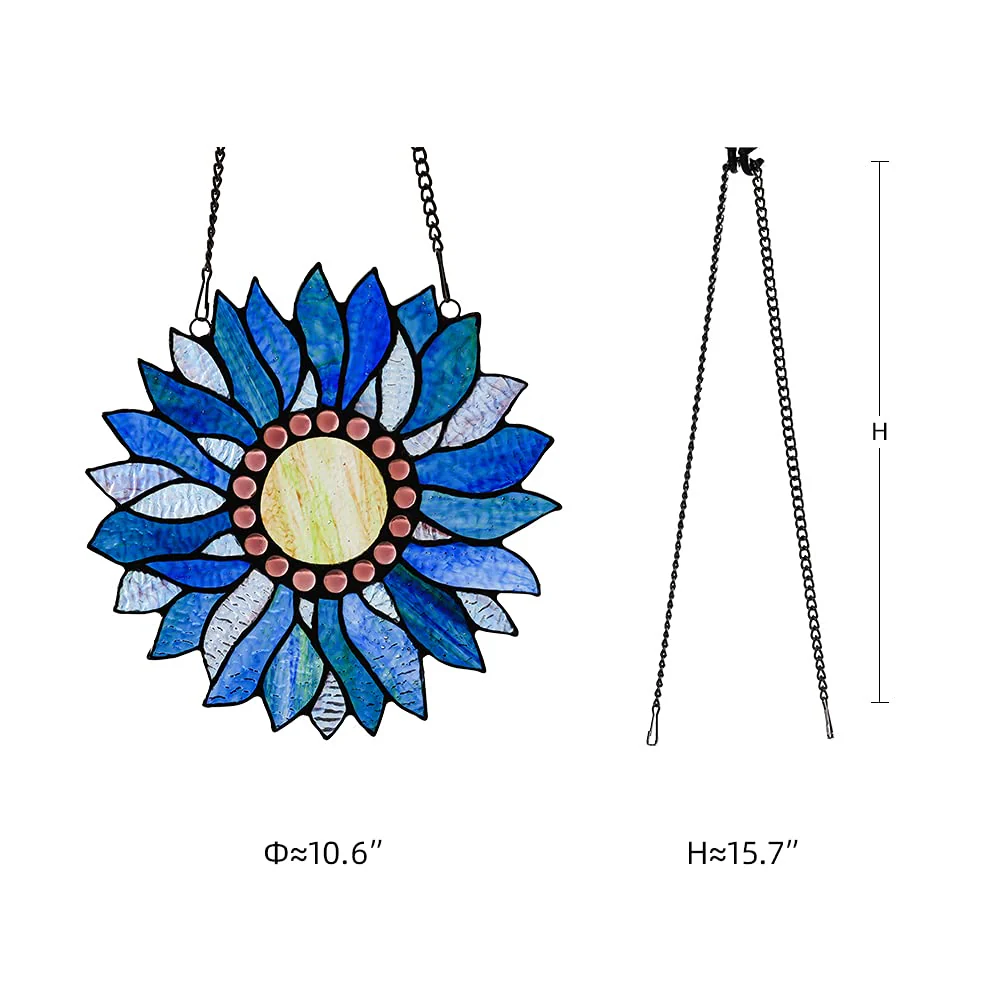 Capulina Sunflower Stained Glass Window Hangings Tiffany Glass Crafts - Image 6
