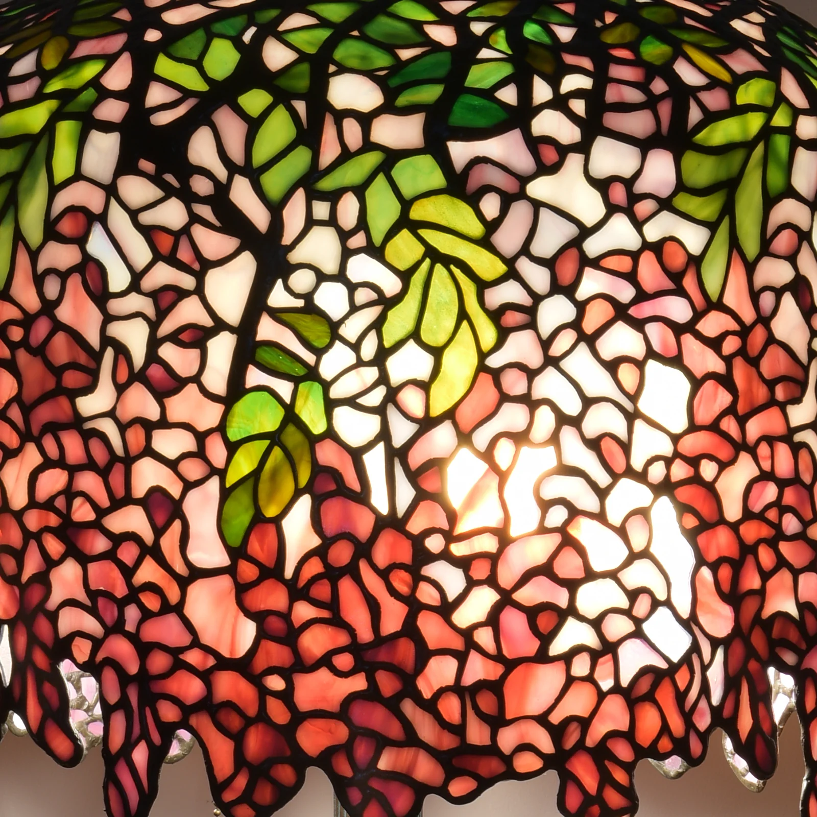 Thatyears Pink Wisteria Tiffany Style Table Lamp – Handcrafted Stained Glass Decorative Lamp for Living Room, Bedroom, Home Office - Image 3