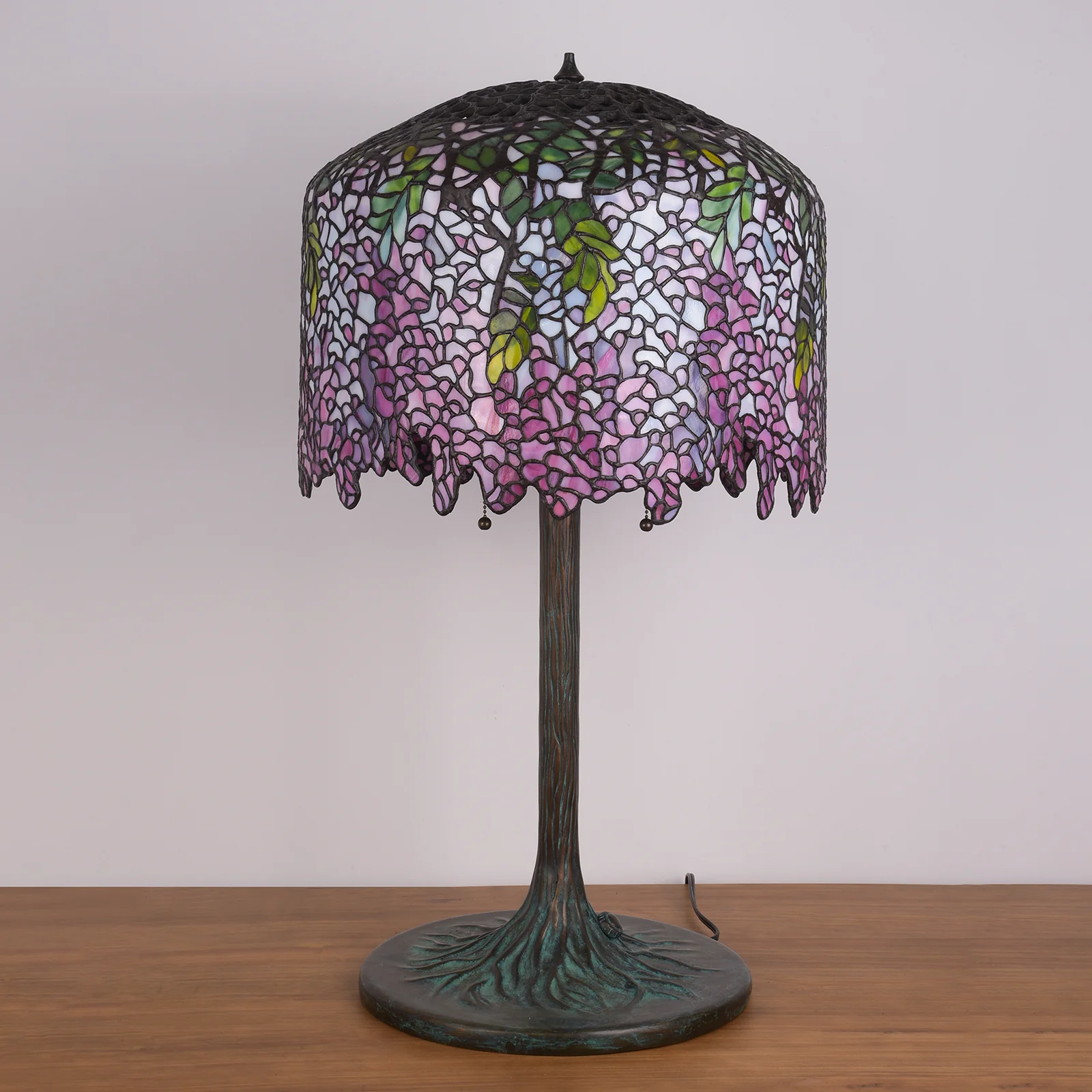Thatyears Pink Wisteria Tiffany Style Table Lamp – Handcrafted Stained Glass Decorative Lamp for Living Room, Bedroom, Home Office - Image 4