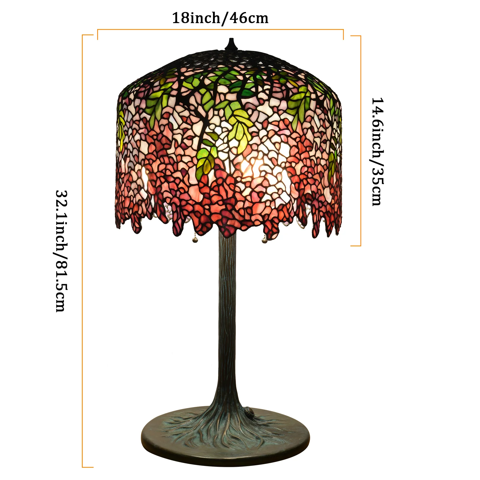 Thatyears Pink Wisteria Tiffany Style Table Lamp – Handcrafted Stained Glass Decorative Lamp for Living Room, Bedroom, Home Office - Image 5