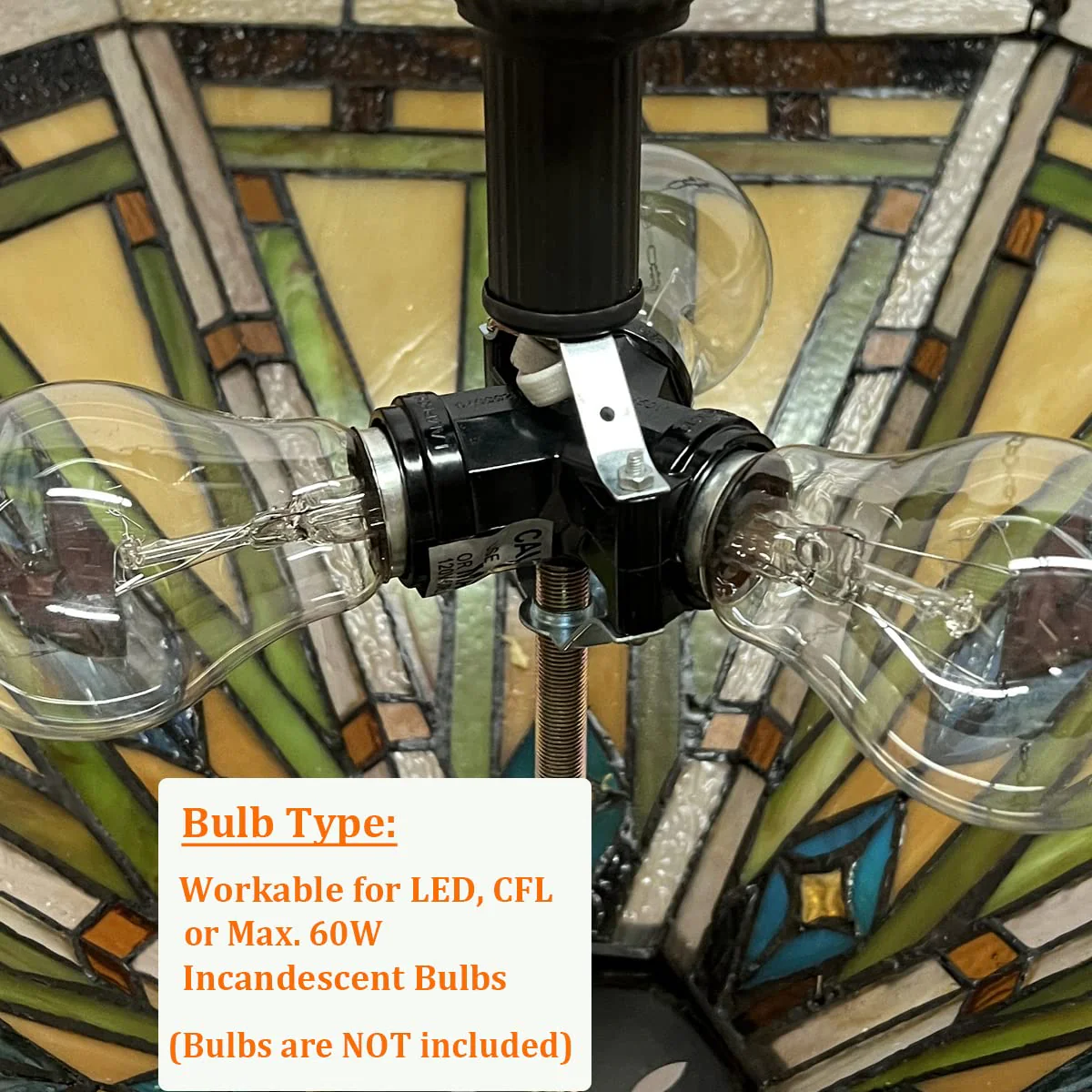 Thatyears Tiffany Pendant Light Fixtures 3 Light-22 inches Wide Handmade Stained Glass Inverted Pendant Lighting for Kitchen Island Living Room Dining Room Foyer - Image 4
