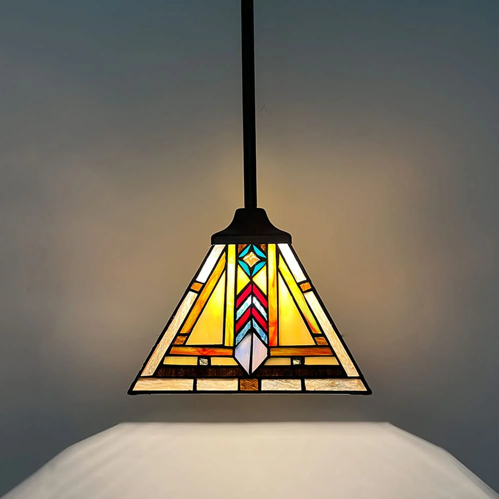 Thatyears Tiffany Pendant Lights Fixtures, Mini Antique Firecracker Style Stained Glass Hanging Lamp for Kitchen Island,Dining Room,Hallway Bars - Image 3