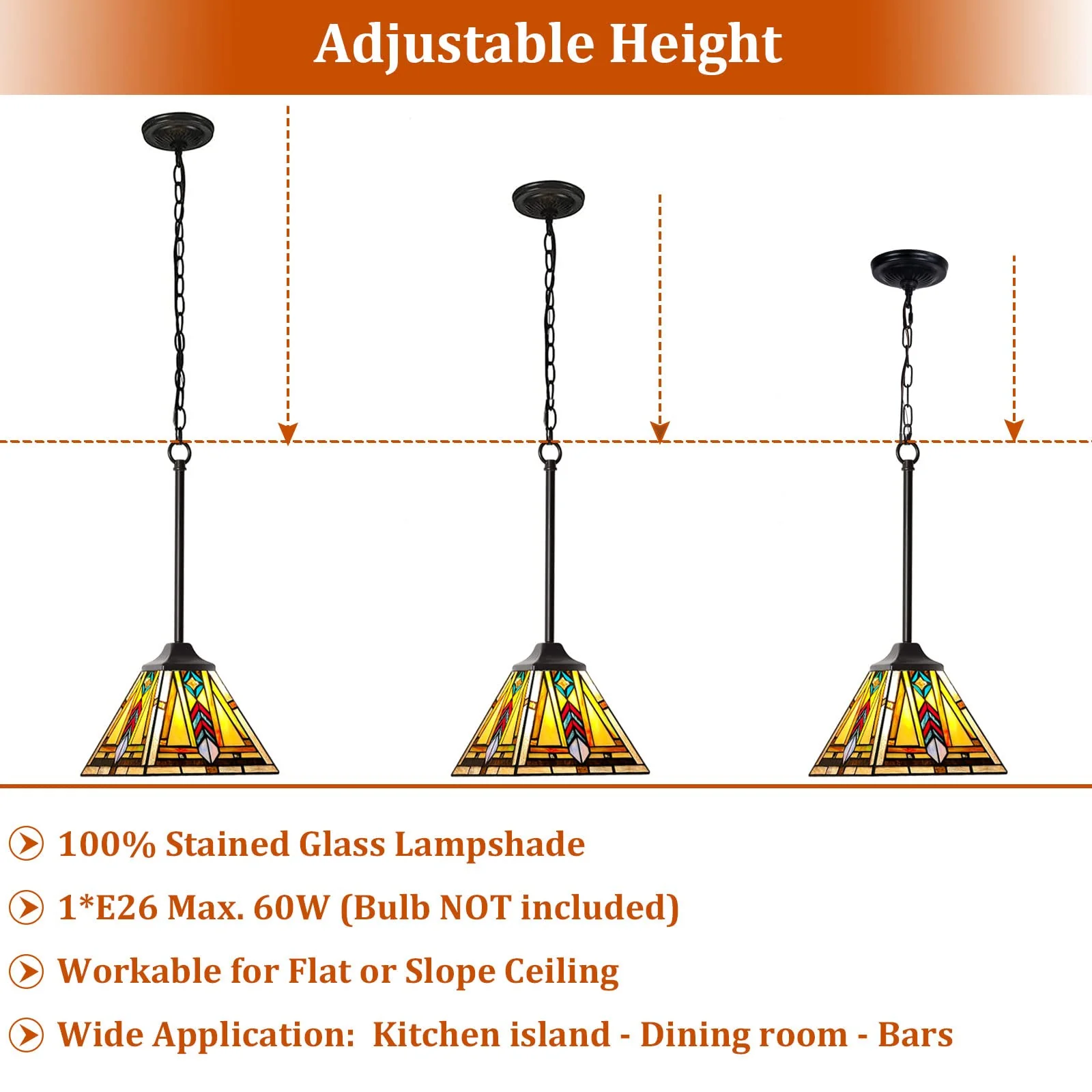Thatyears Tiffany Pendant Lights Fixtures, Mini Antique Firecracker Style Stained Glass Hanging Lamp for Kitchen Island,Dining Room,Hallway Bars - Image 5