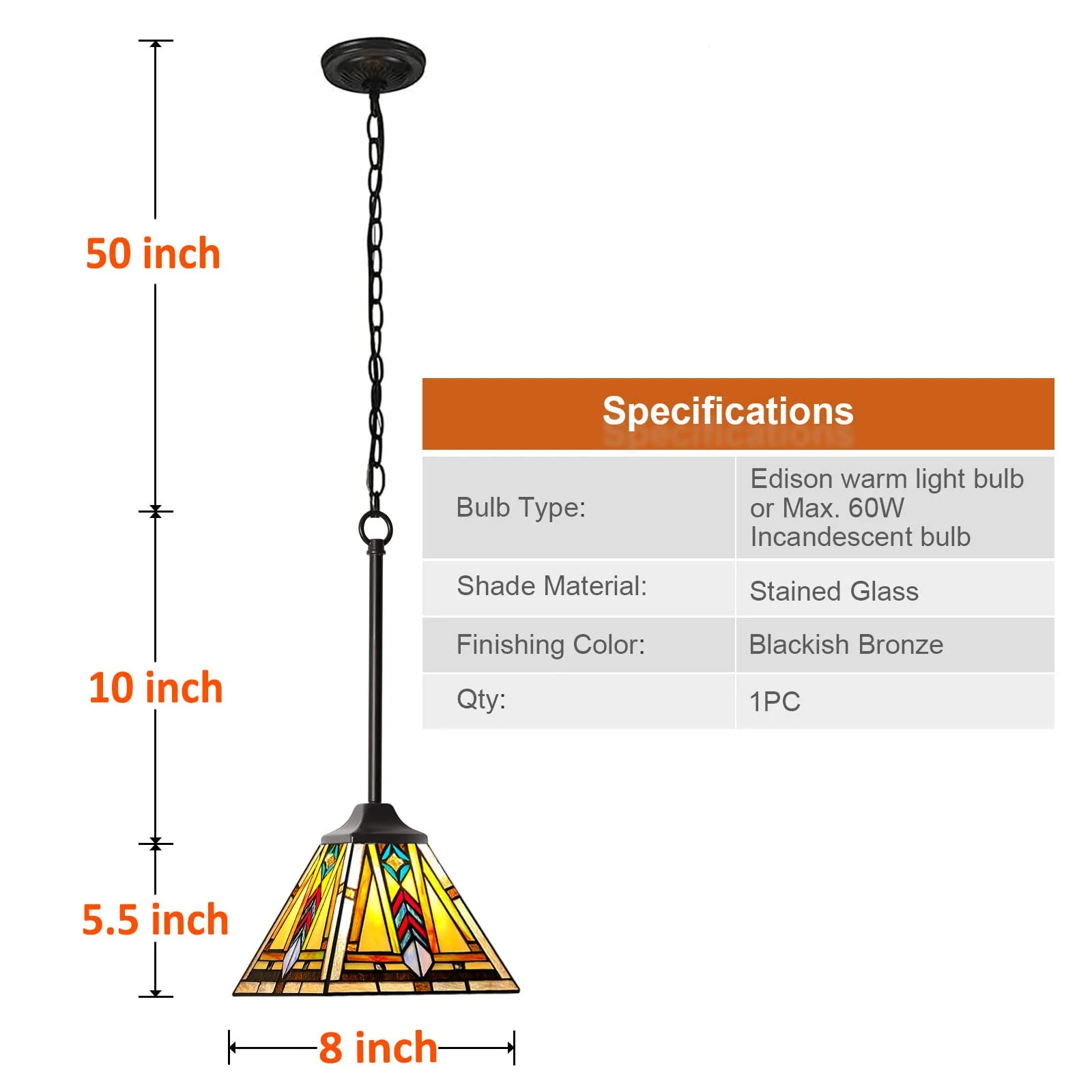 Thatyears Tiffany Pendant Lights Fixtures, Mini Antique Firecracker Style Stained Glass Hanging Lamp for Kitchen Island,Dining Room,Hallway Bars - Image 6