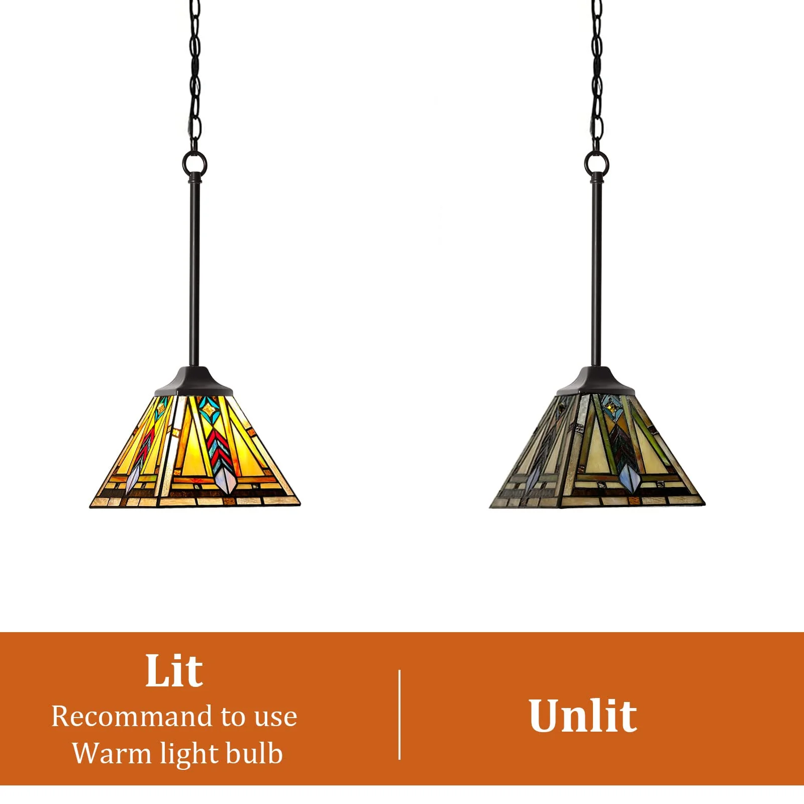 Thatyears Tiffany Pendant Lights Fixtures, Mini Antique Firecracker Style Stained Glass Hanging Lamp for Kitchen Island,Dining Room,Hallway Bars - Image 7