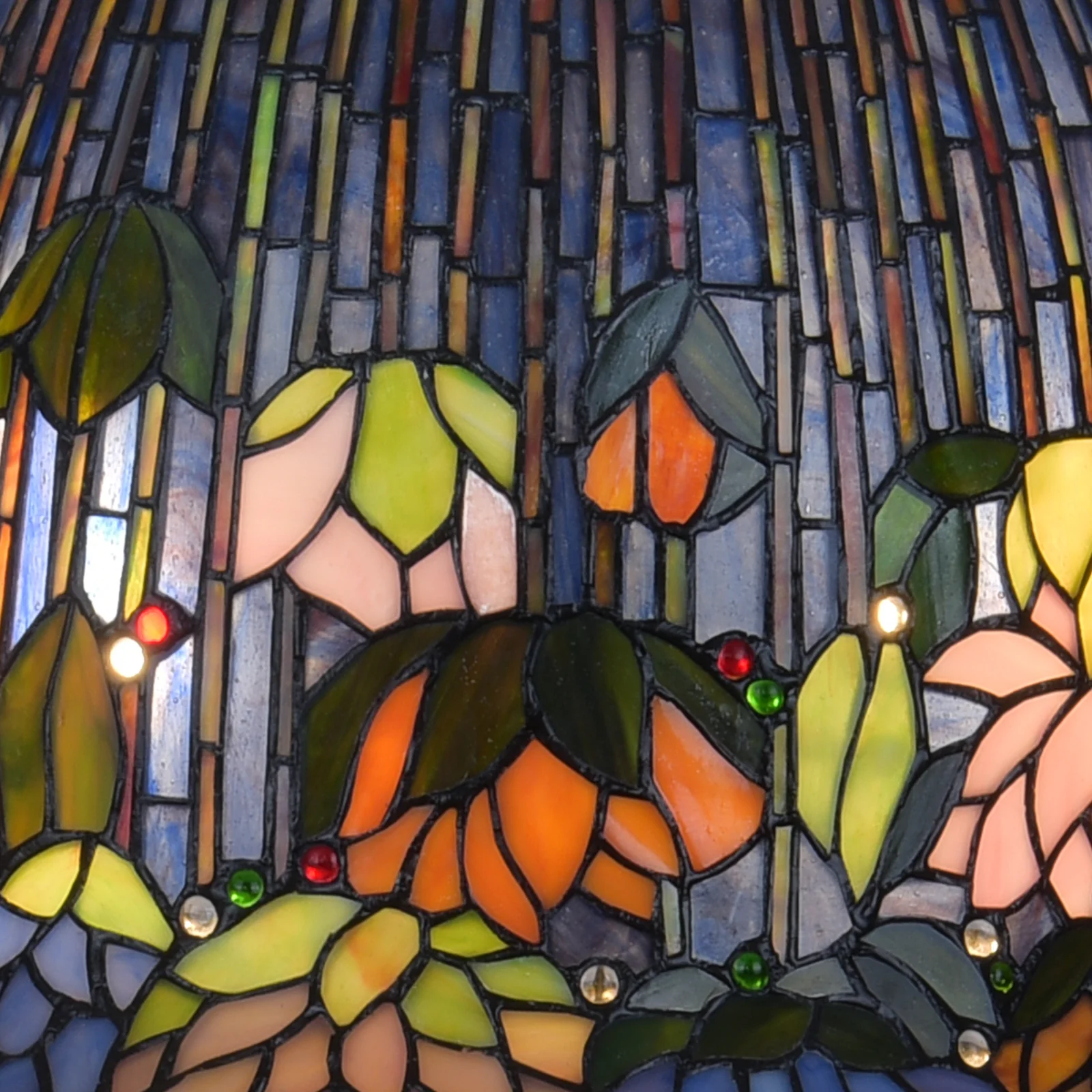 Thatyears Tiffany Style Lotus Stained Glass Table Lamp – Handcrafted Dome Shade with Bronze Lotus Leaf Base - Image 3