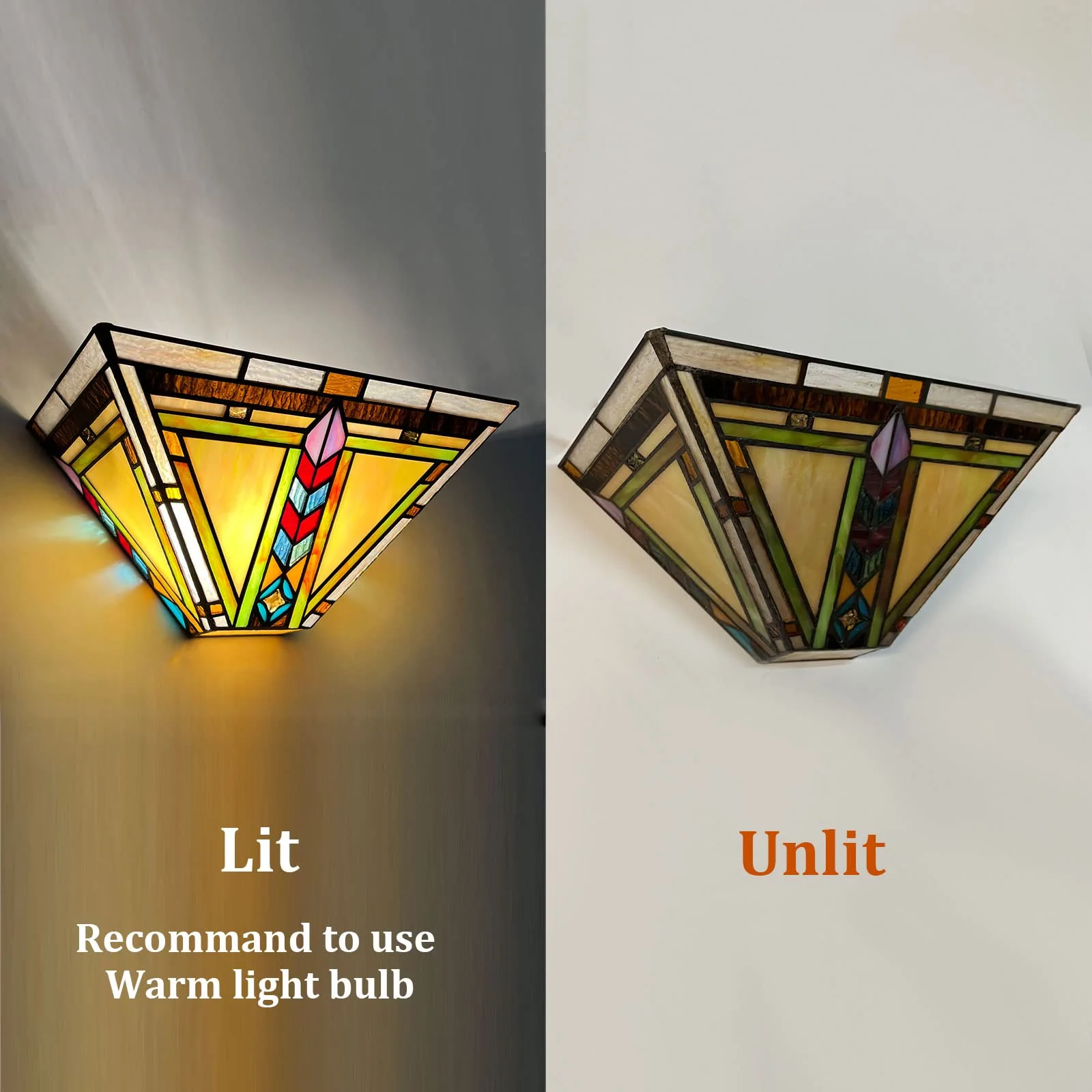 Thatyears Tiffany Style Wall Sconce Lamp 12 Inches Stained Glass Mission Tiffany Sconces Wall Lighting for Living Room Bedroom Corridor Hallway - Image 6