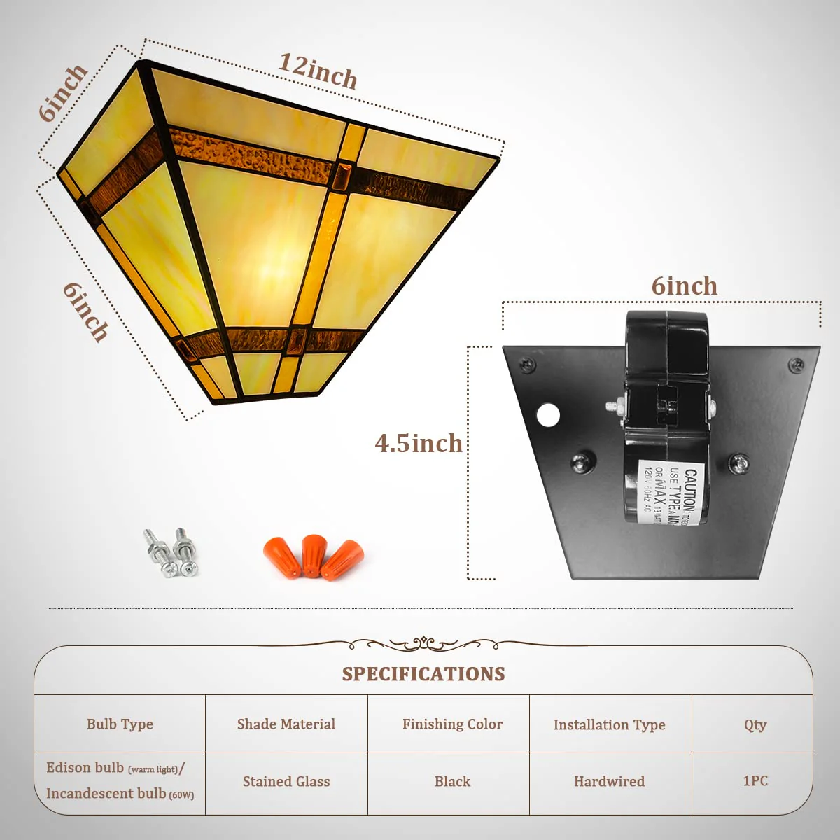 Thatyears Tiffany Style Wall Sconce Lamp-12'' Stained Glass Mission Tiffany Sconces Wall Lighting for Living Room Bedroom Corridor Hallway - Image 5