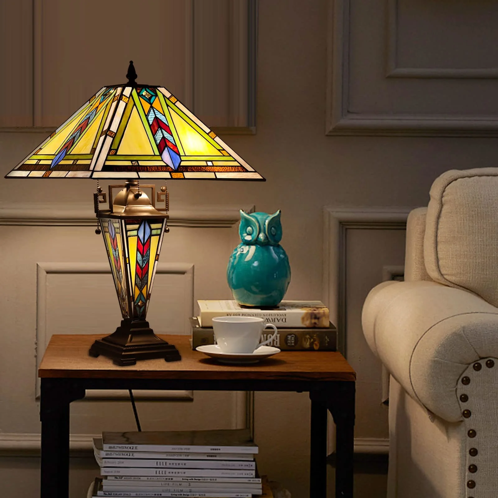 Thatyears Tiffany Table Lamp Firecracker Antique Style Stained Glass - Image 3