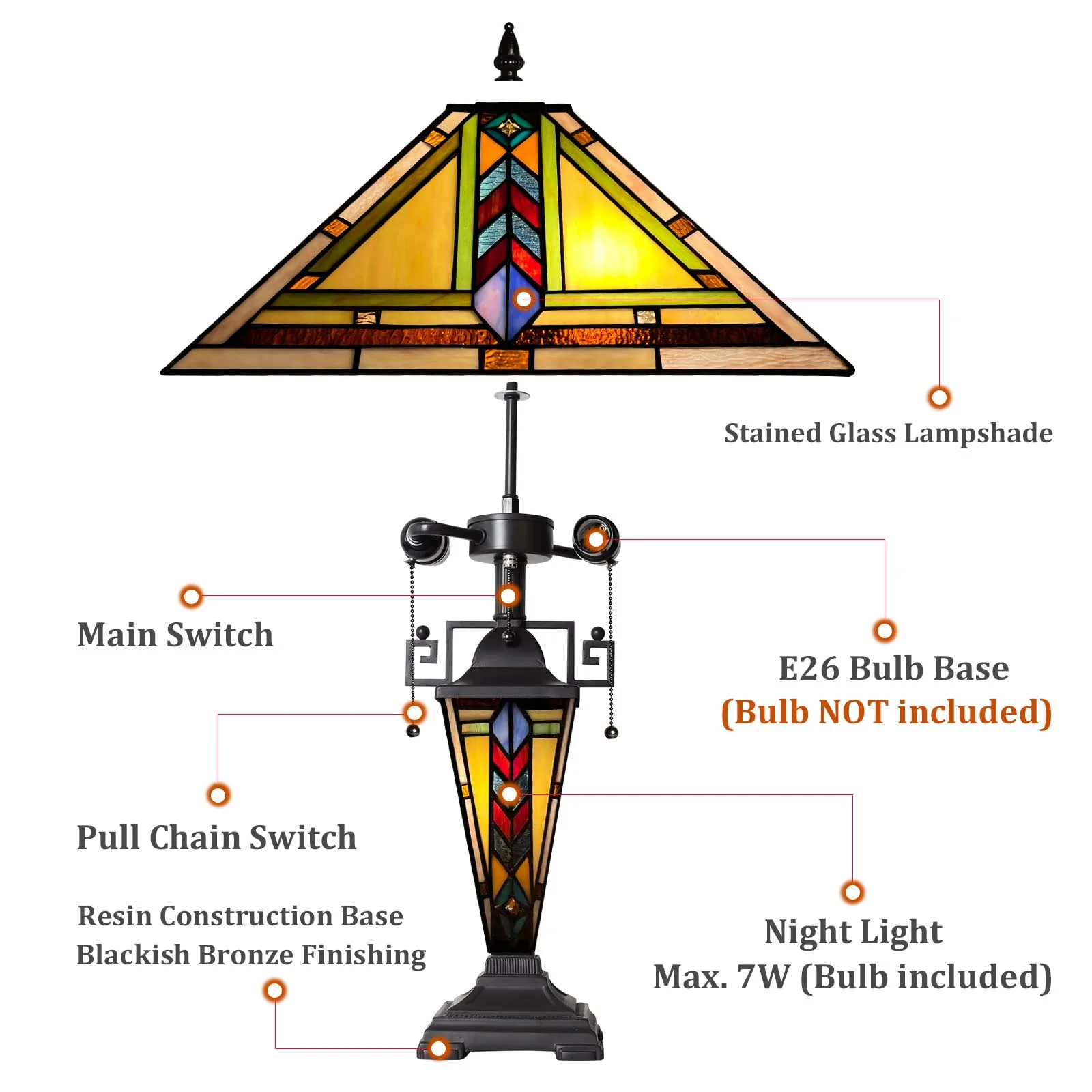 Thatyears Tiffany Table Lamp Firecracker Antique Style Stained Glass - Image 5
