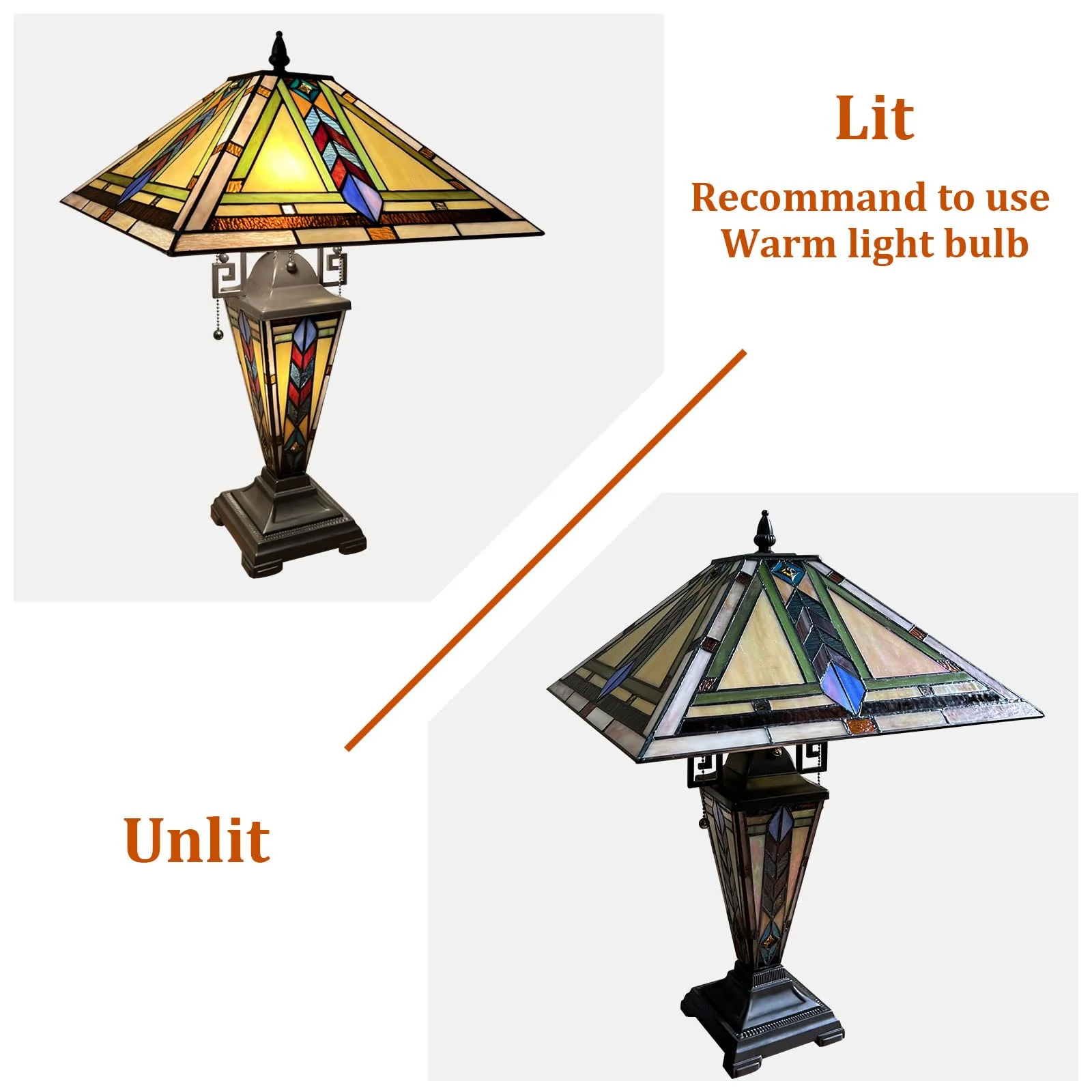Thatyears Tiffany Table Lamp Firecracker Antique Style Stained Glass - Image 7