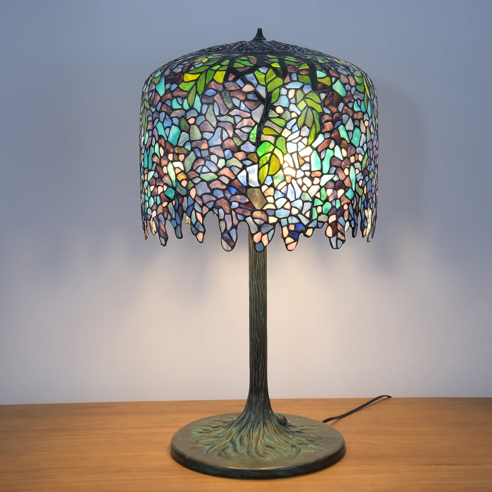 Thatyears Wisteria Tiffany Style Table Lamp – Handcrafted Stained Glass Decorative Lamp for Living Room, Bedroom, Home Office - Image 2