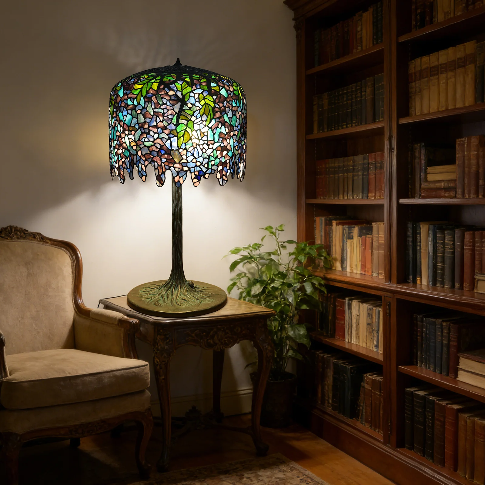 Thatyears Wisteria Tiffany Style Table Lamp – Handcrafted Stained Glass Decorative Lamp for Living Room, Bedroom, Home Office - Image 7