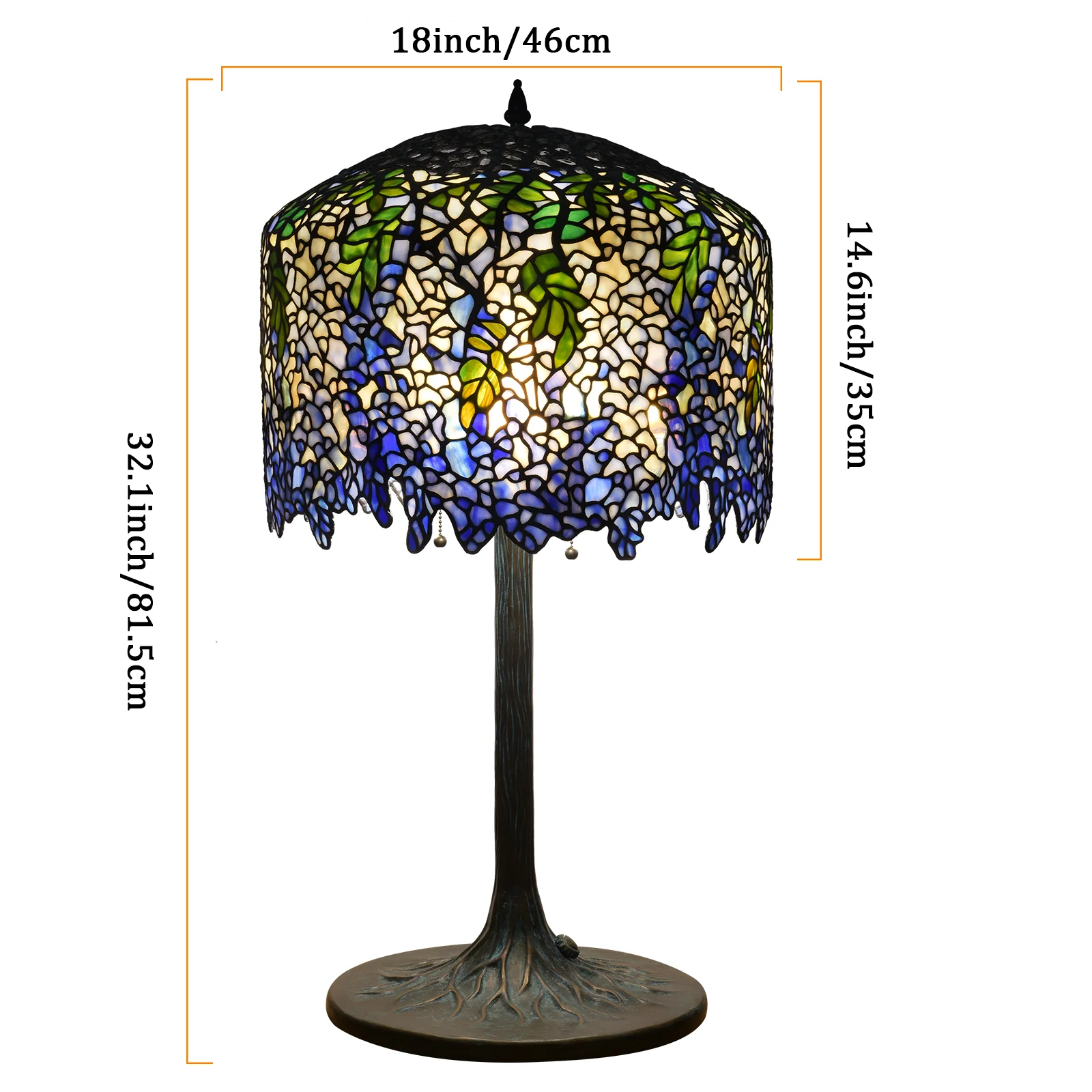 Thatyears Wisteria Tiffany Style Table Lamp – Handcrafted Stained Glass Decorative Lamp for Living Room, Bedroom, Home Office - Image 5