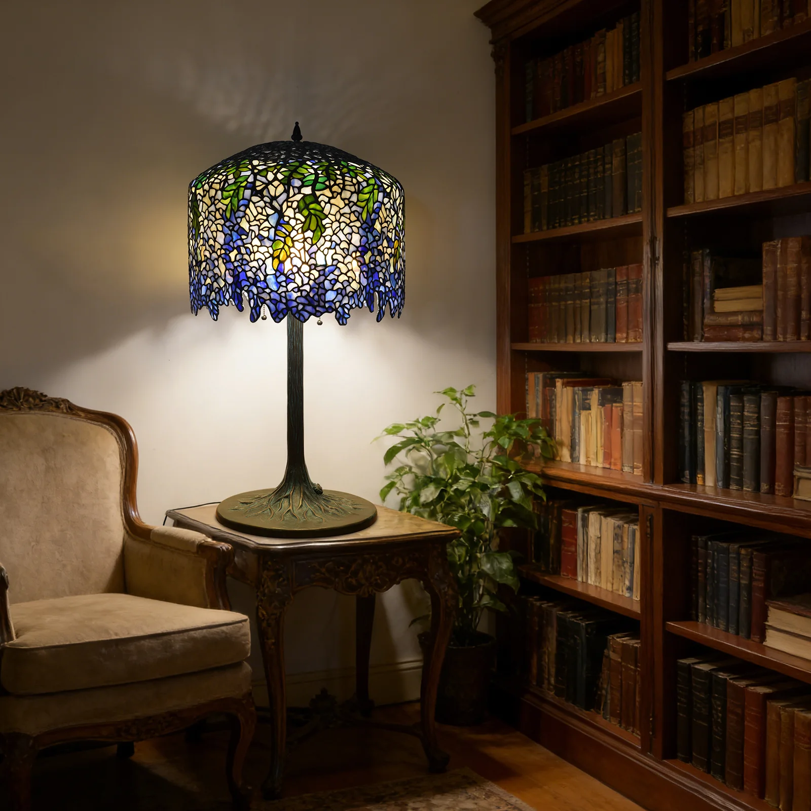 Thatyears Wisteria Tiffany Style Table Lamp – Handcrafted Stained Glass Decorative Lamp for Living Room, Bedroom, Home Office - Image 7