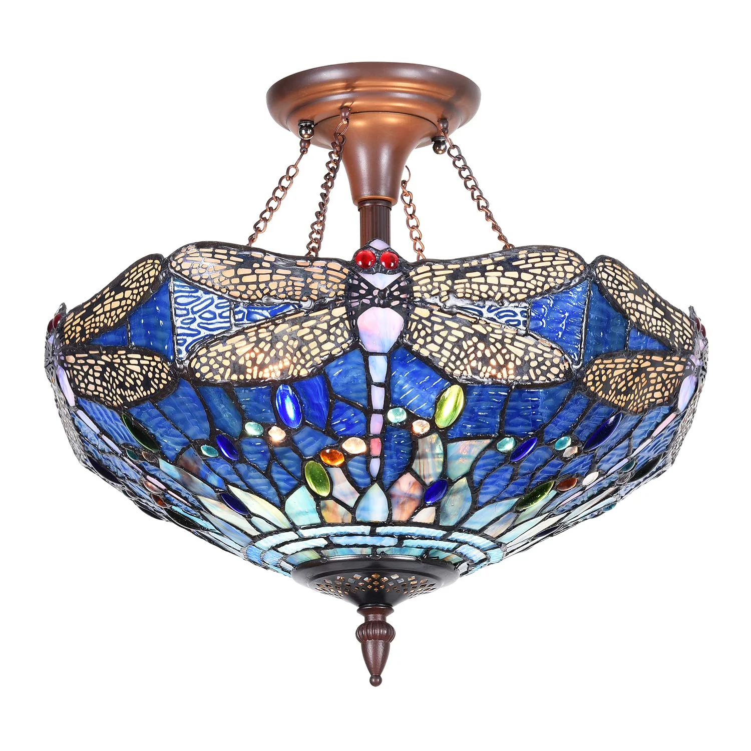Capulina Tiffany Ceiling Light Pendant Lamp Dragonfly Stained Glass Ceiling - Image 7