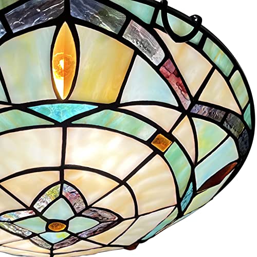 ARTZONE Tiffany Ceiling Lights, Stained Glass Ceiling Light 2-Lights 12 Inch Tiffany Flush Mount Ceiling Light for Bedroom Dining Living Room Entryway Foyer - Image 4