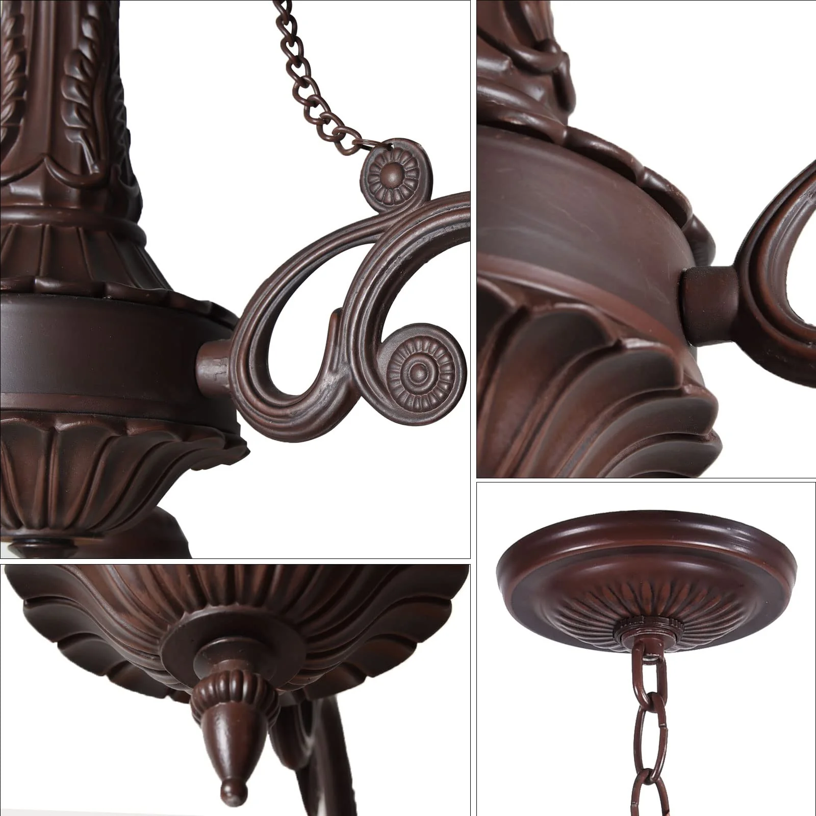 Capulina Tiffany Pendant Light Chandeliers 3-Light Cream Brown Antique Style Stained Glass Pendant Light for Living Dining Room Kitchen Foyer - Image 5