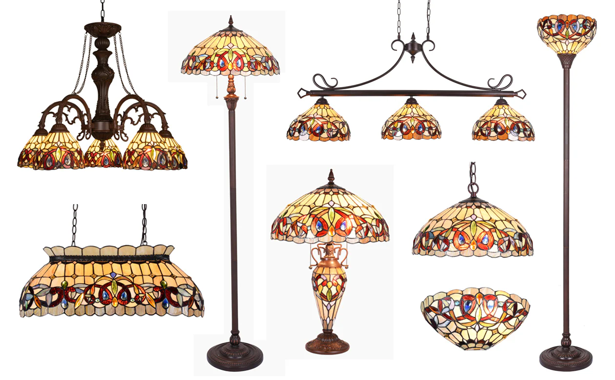 Capulina Tiffany Pendant Light Chandeliers 3-Light Cream Brown Antique Style Stained Glass Pendant Light for Living Dining Room Kitchen Foyer - Image 9