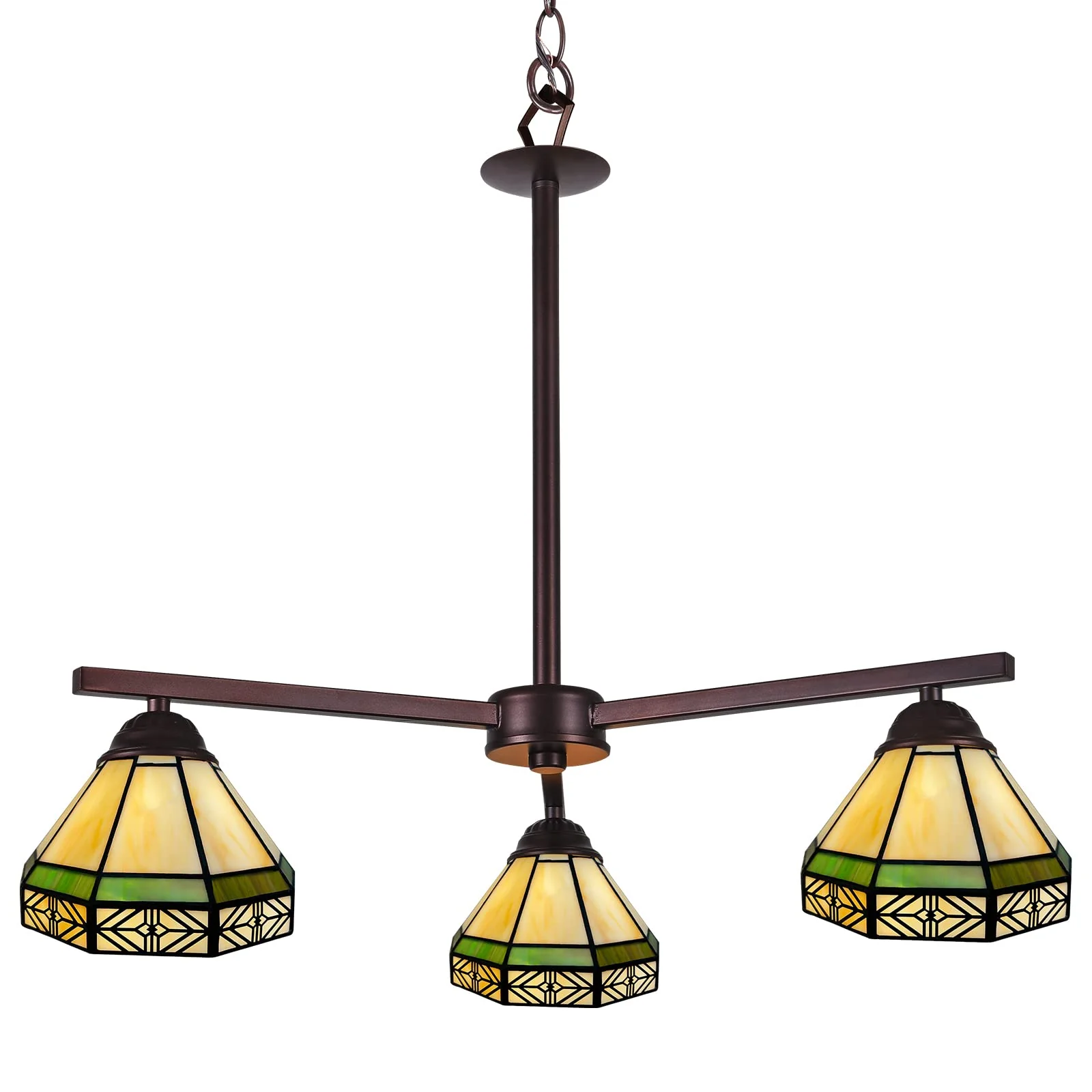 Capulina Tiffany Chandeliers Pendant Light 3-Light Retro Simple Cream Style Stained Glass Hangings Light for Living Dining Room Foyer Farmhouse - Image 6