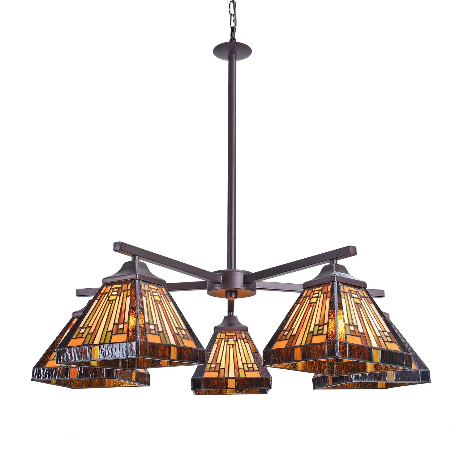 Capulina Tiffany Chandeliers 5-Light Stained Glass Antique Style Pendant Light