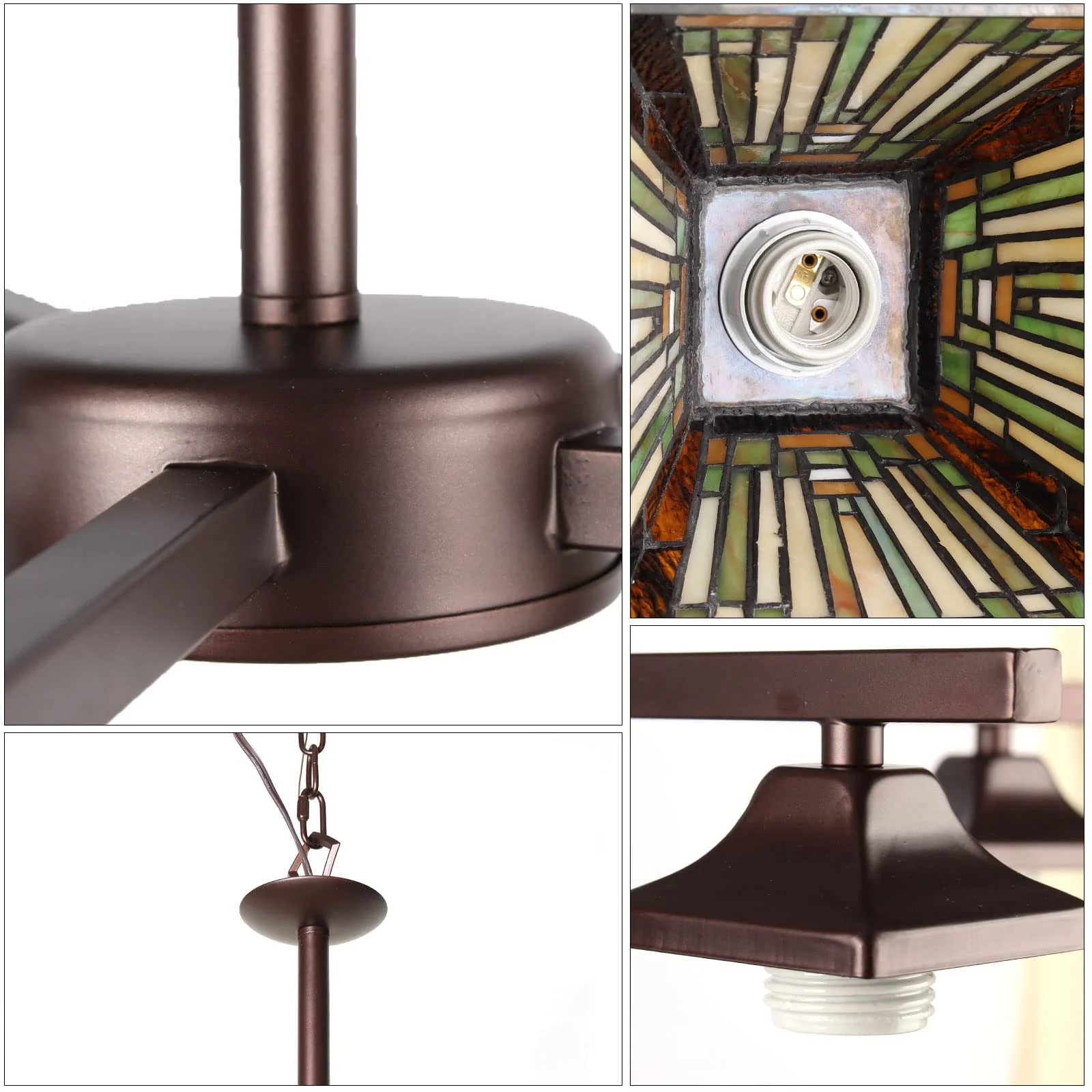 Capulina Tiffany Chandeliers 5-Light Stained Glass Antique Style Pendant Light - Image 5