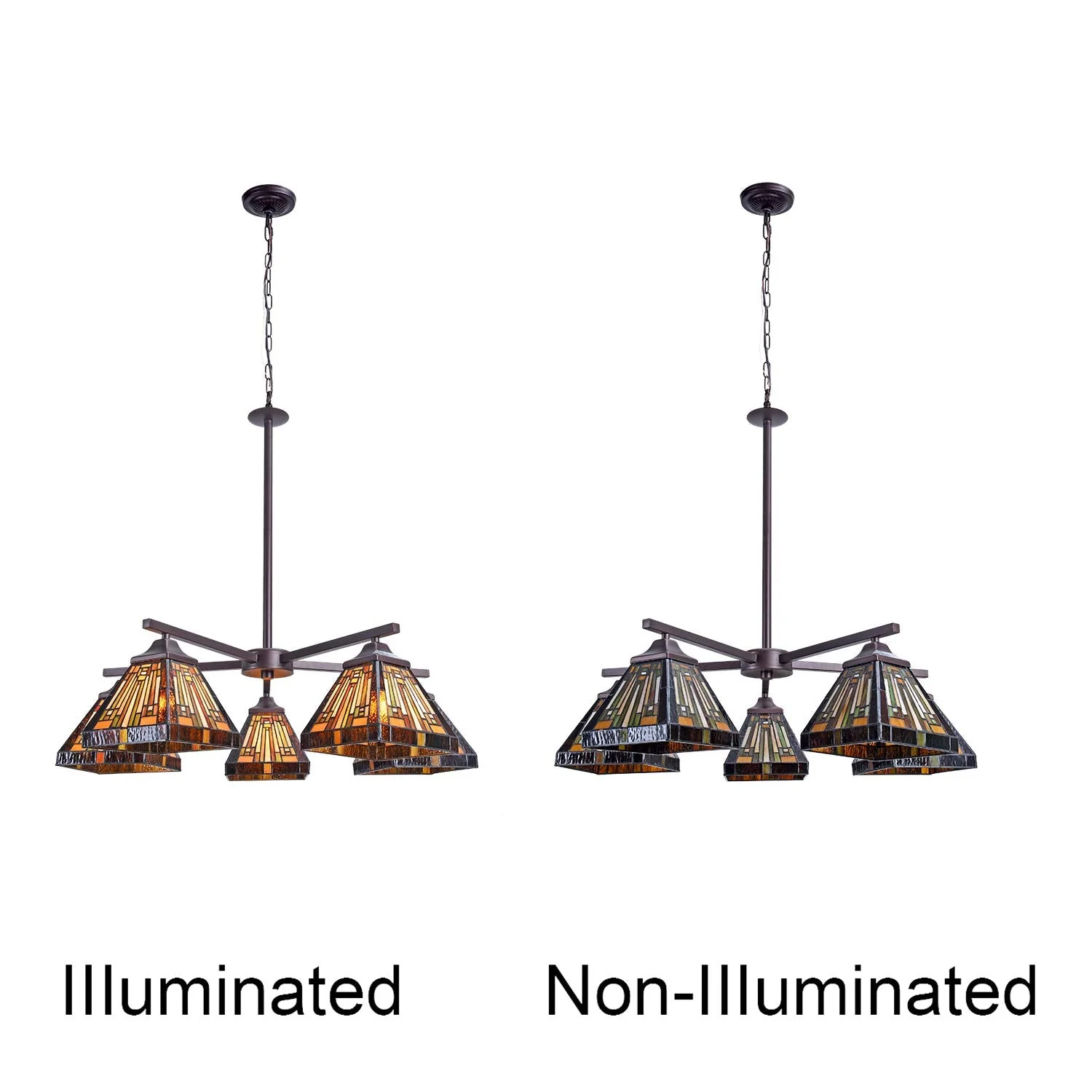Capulina Tiffany Chandeliers 5-Light Stained Glass Antique Style Pendant Light - Image 6
