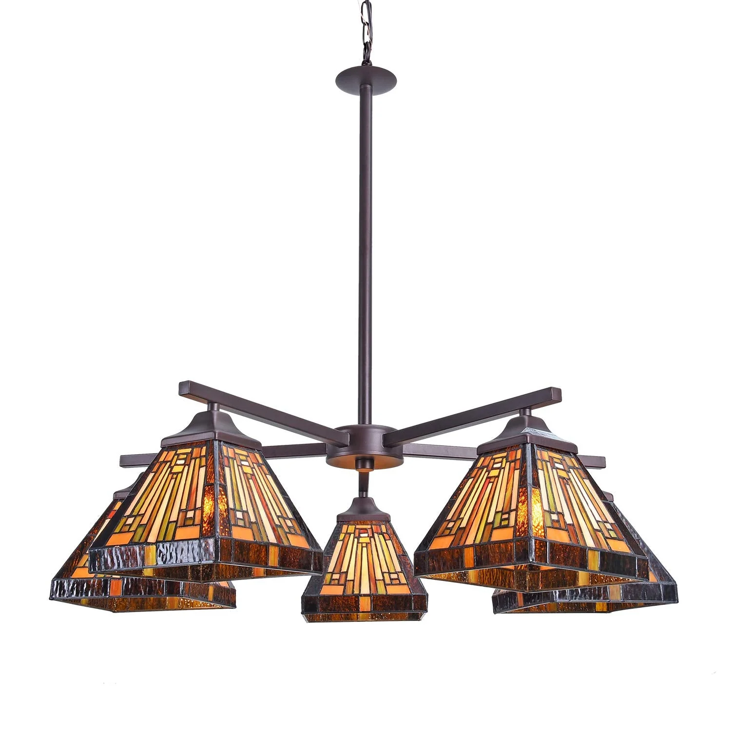 Capulina Tiffany Chandeliers 5-Light Stained Glass Antique Style Pendant Light - Image 8