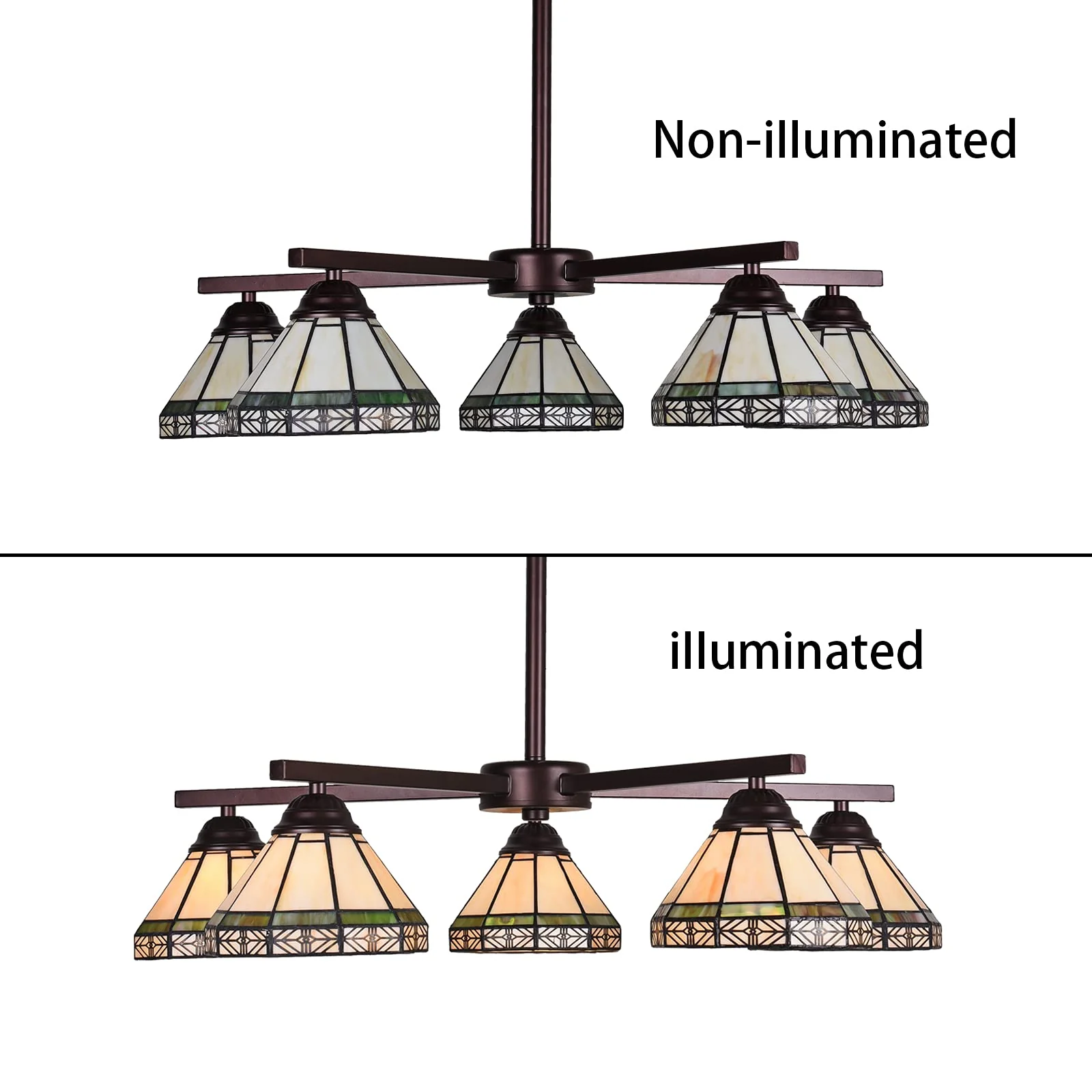 Capulina Tiffany Chandeliers 5-Light Stained Glass Shade Antique Style Pendant Light - Image 7