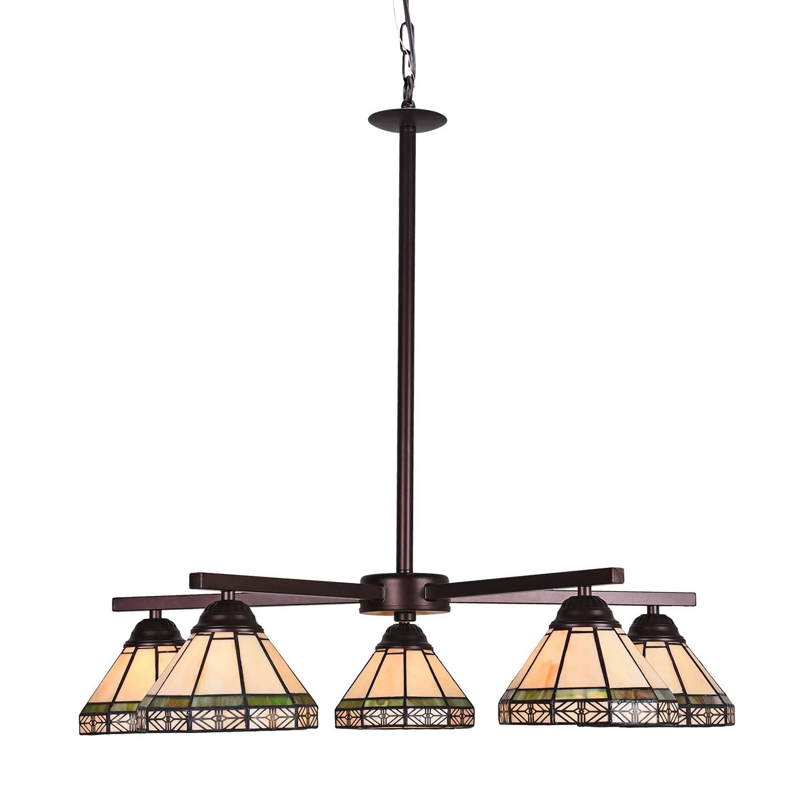 Capulina Tiffany Chandeliers 5-Light Stained Glass Shade Antique Style Pendant Light - Image 8