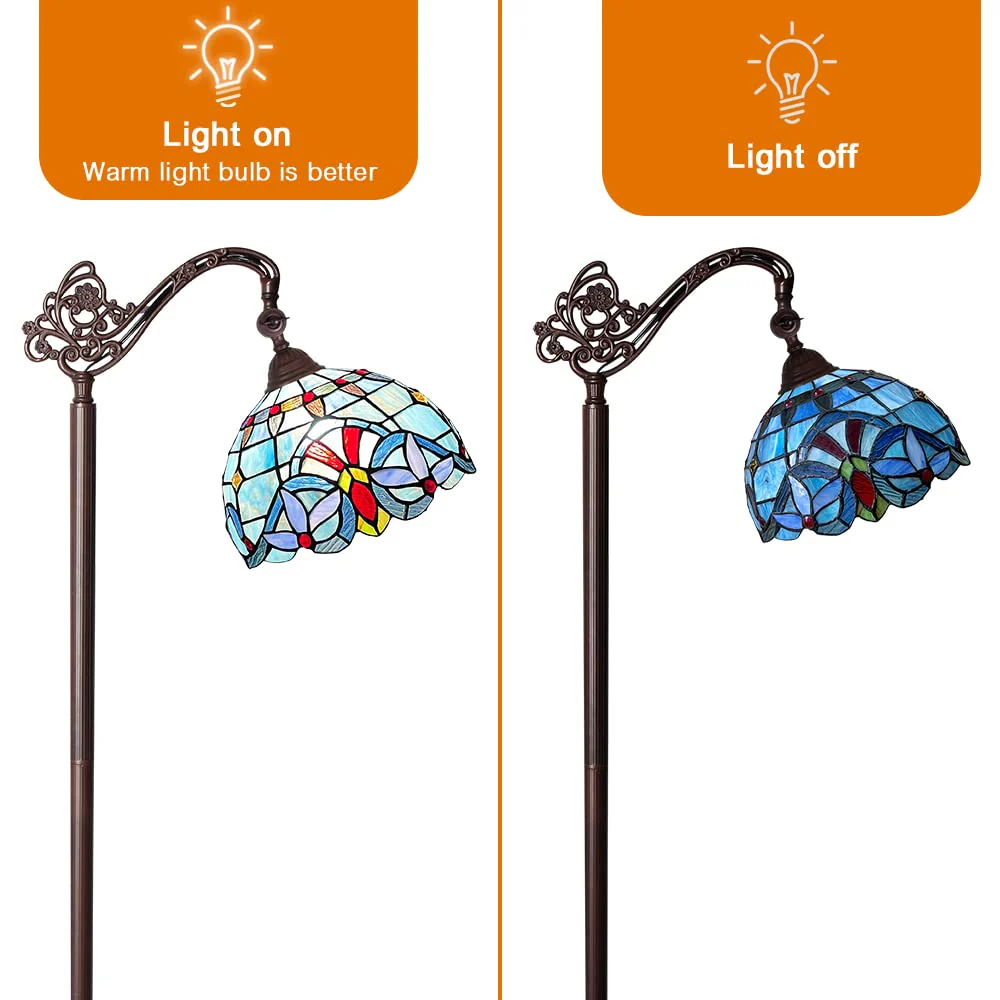 Capulina Tiffany Floor Lamp Antique Victorian Style Stained Soft Light Glass - Image 5