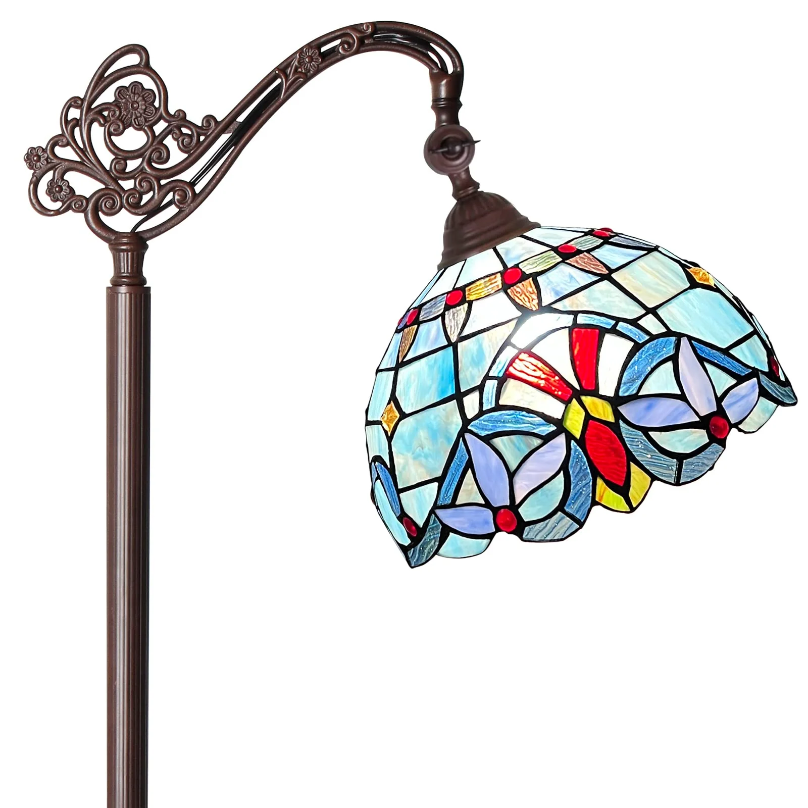 Capulina Tiffany Floor Lamp Antique Victorian Style Stained Soft Light Glass - Image 7