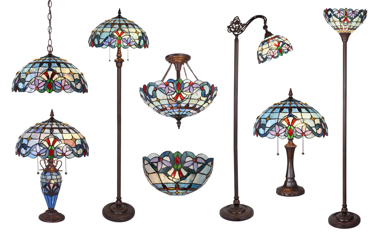 Capulina Tiffany Floor Lamp Antique Victorian Style Stained Soft Light Glass - Image 8