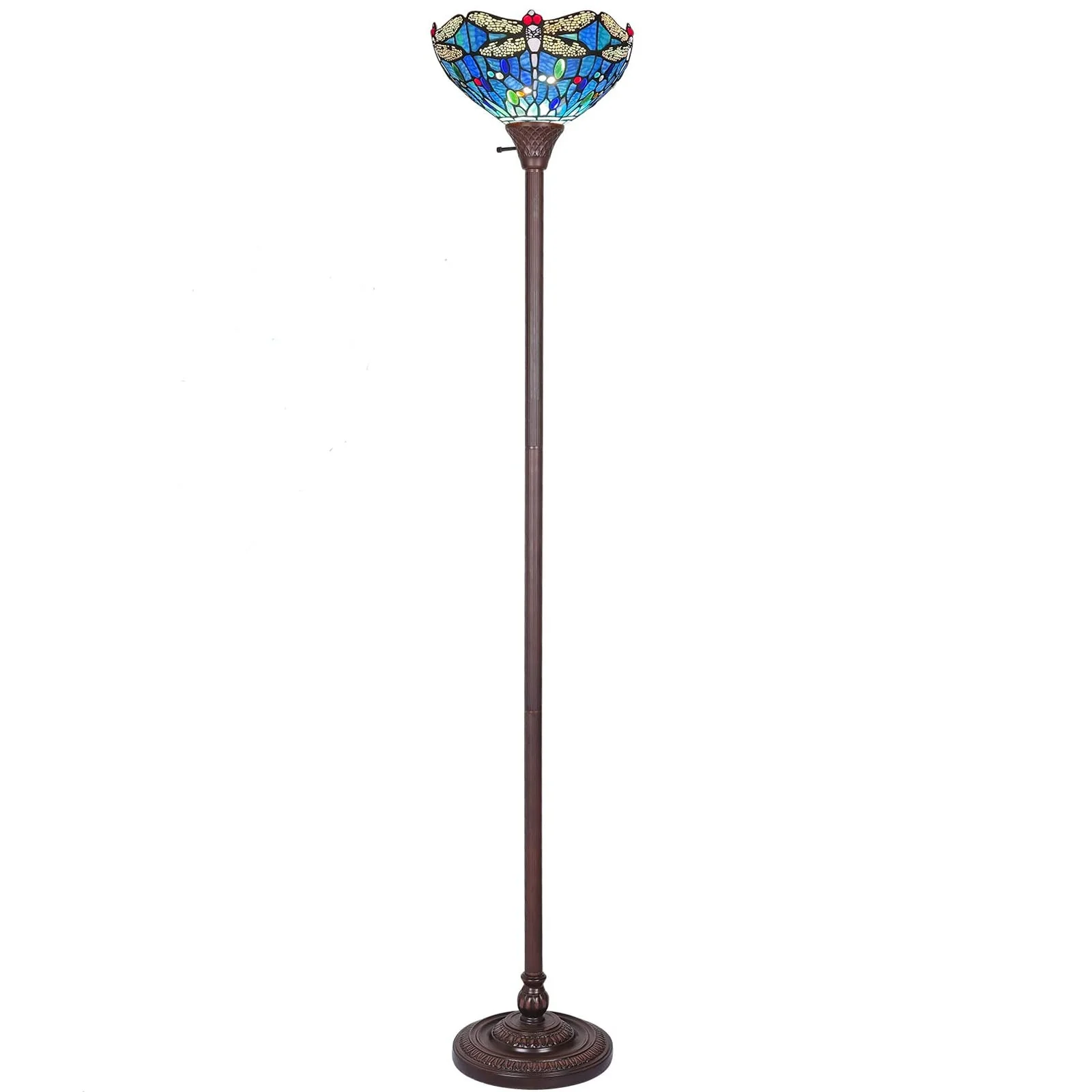 Capulina Tiffany Floor Lamp Industrial Pole Vintage Dragonfly Style - Image 7